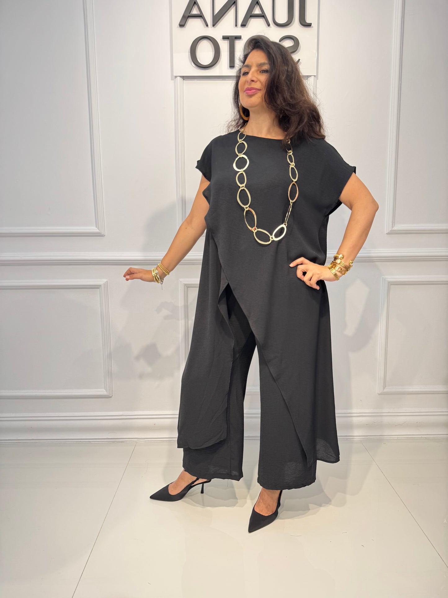 Conjunto Alicante 3133(pantalon +blusa larga desigual)