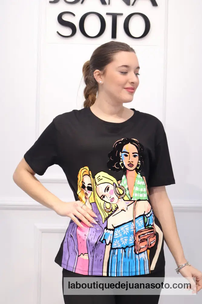Camiseta woman w1025 NEGRO / S/M