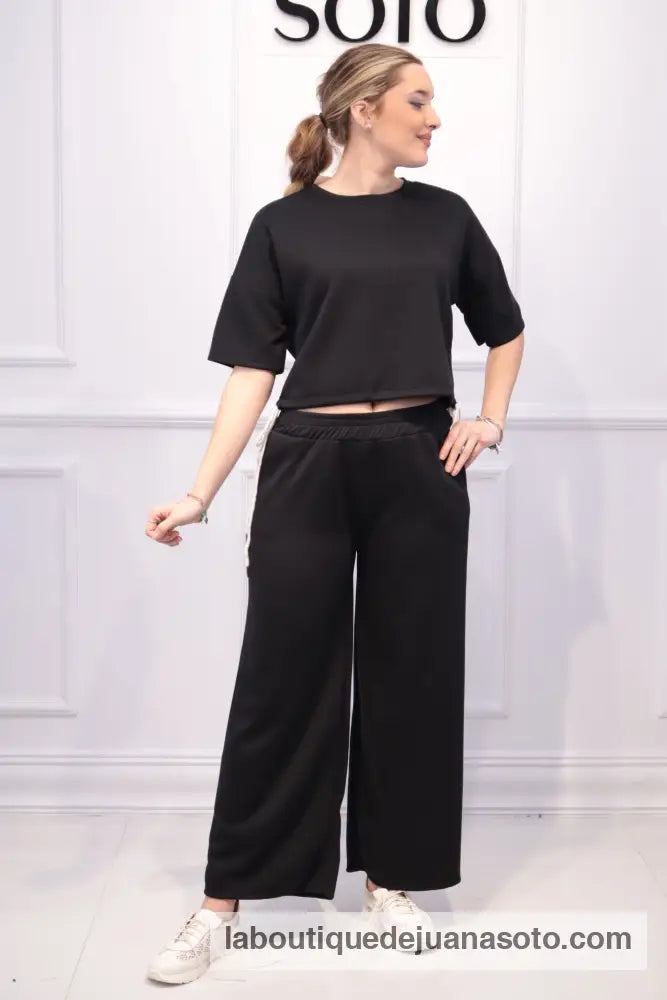 Chandal blusa nudos laterales 76693 NEGRO