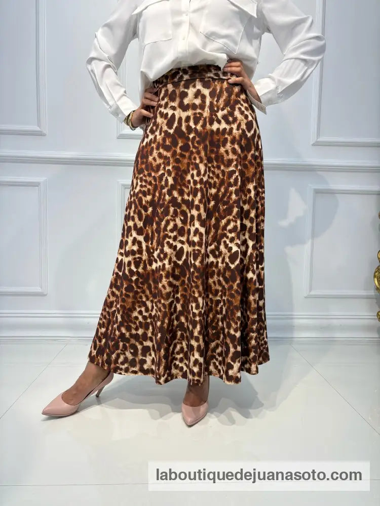 Falda punto licra s-24222 (animal print) MARRON
