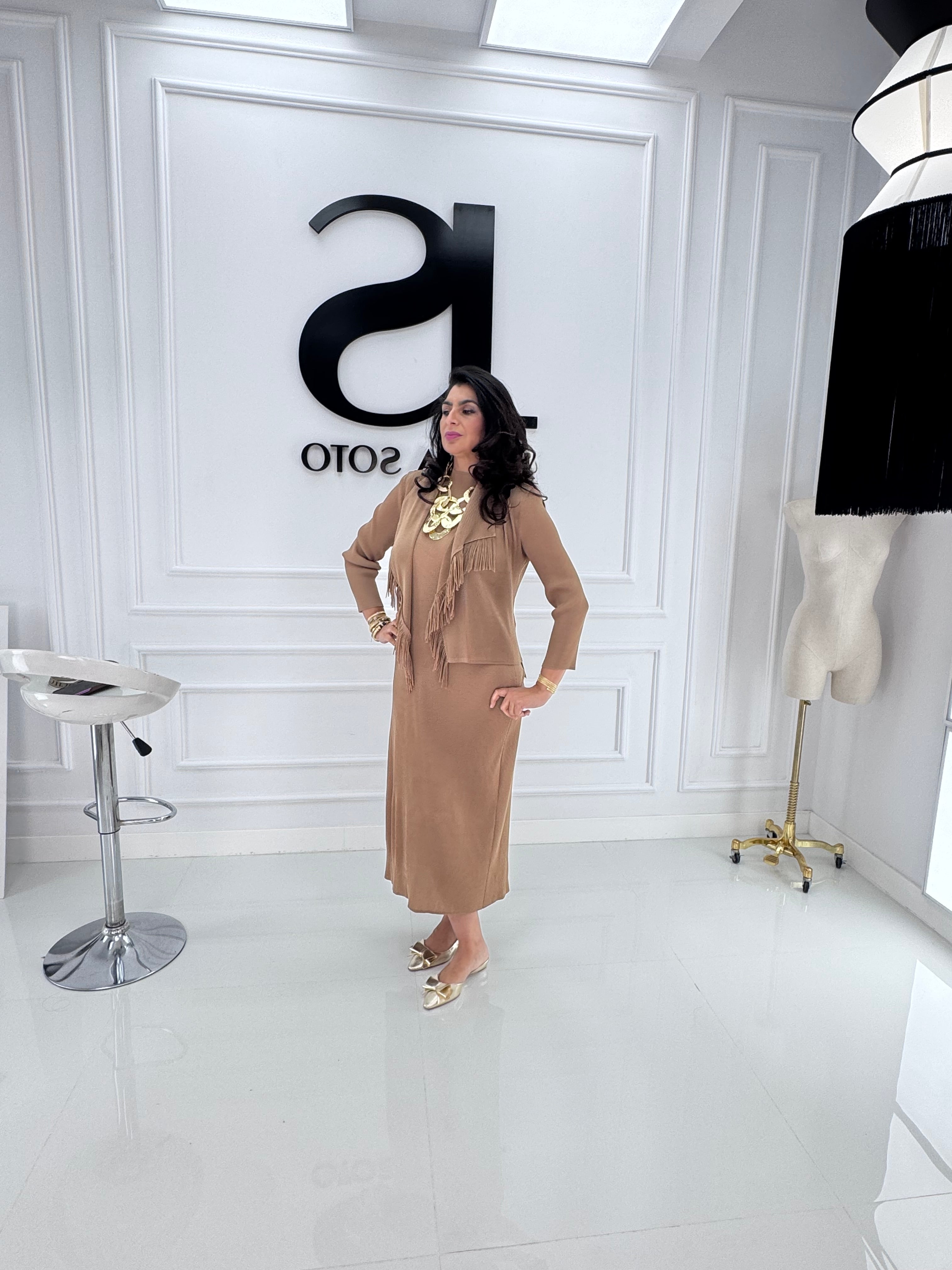 Vestido chaqueta flecos 33795