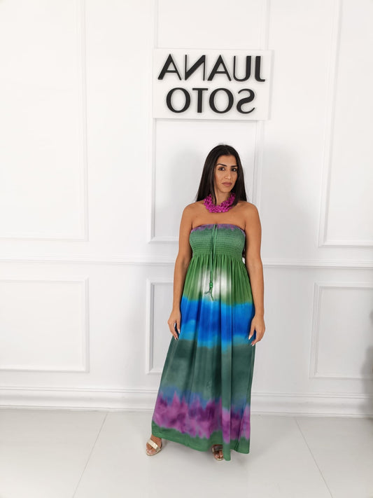 VESTIDO ACUARELA NIDO DE ABEJA