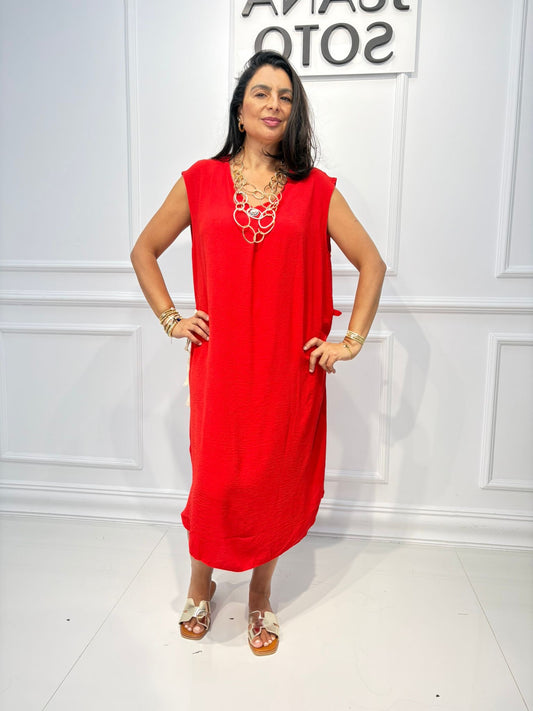 Vestido c308(botón pecho/cuerda beig)