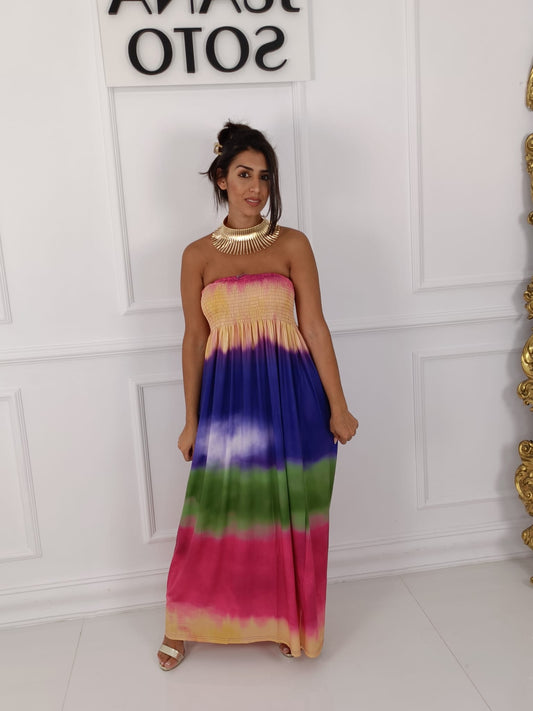 VESTIDO ACUARELA NIDO DE ABEJA