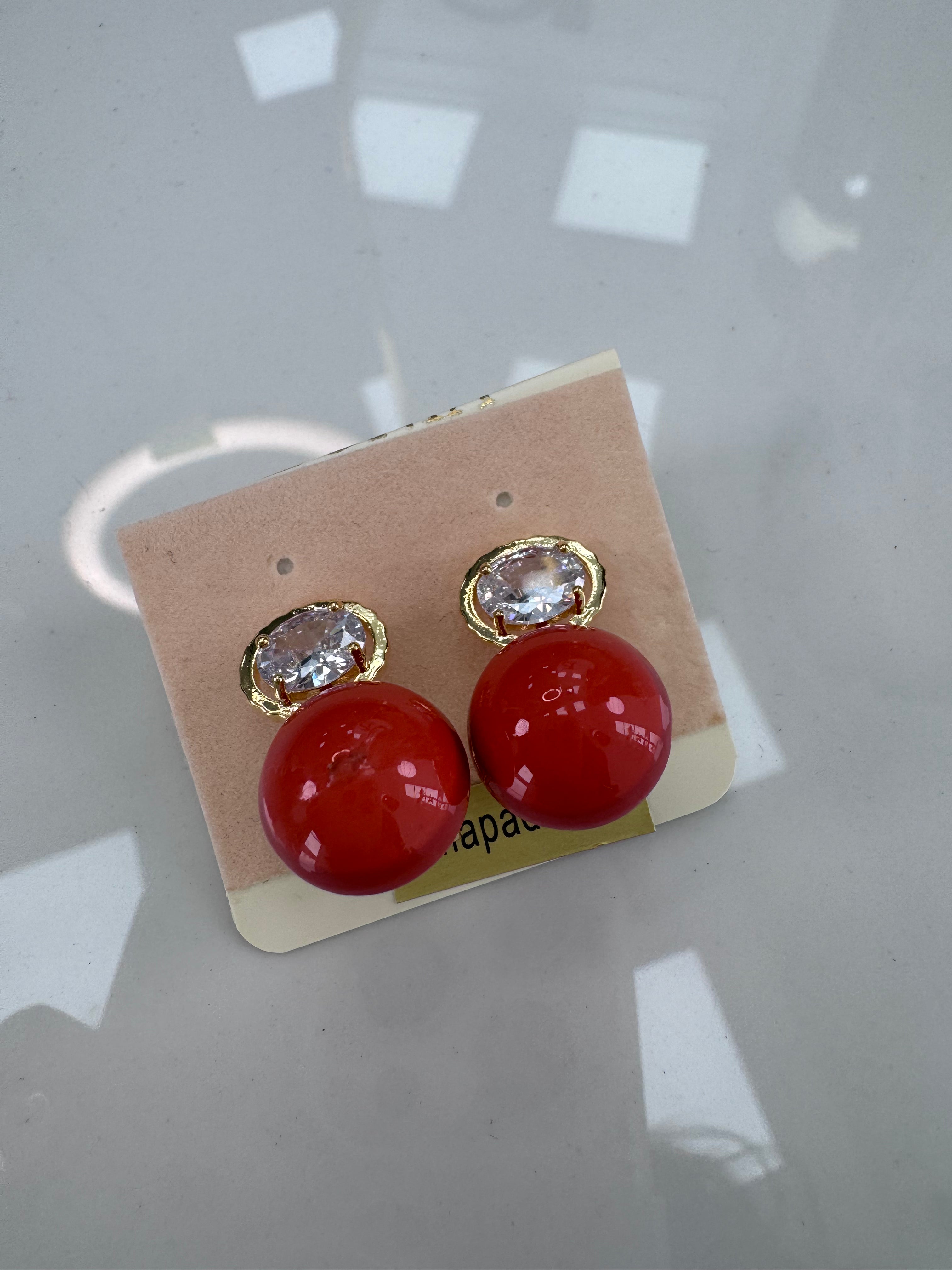 Pendiente acero coral cierre pellizco