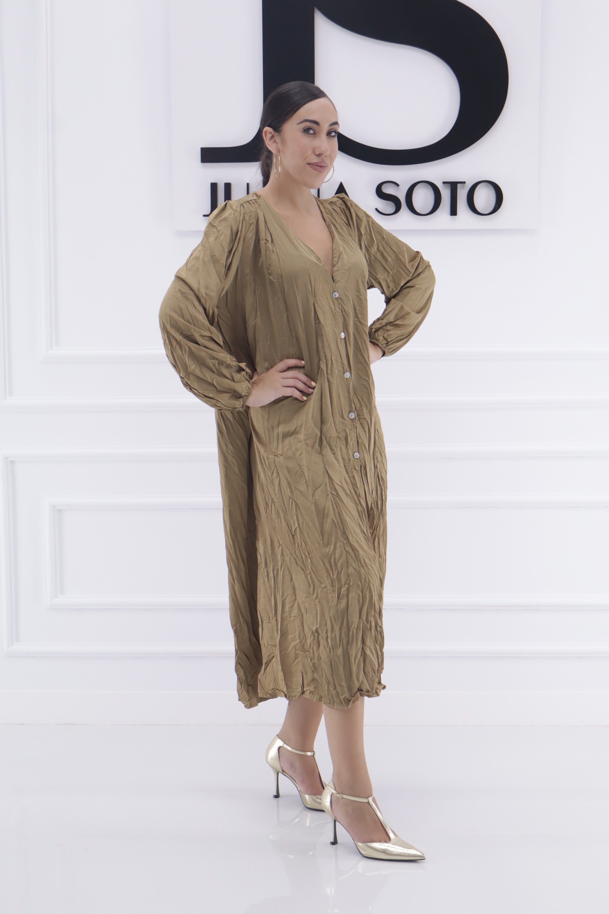 Vestido largo arrugado 9468