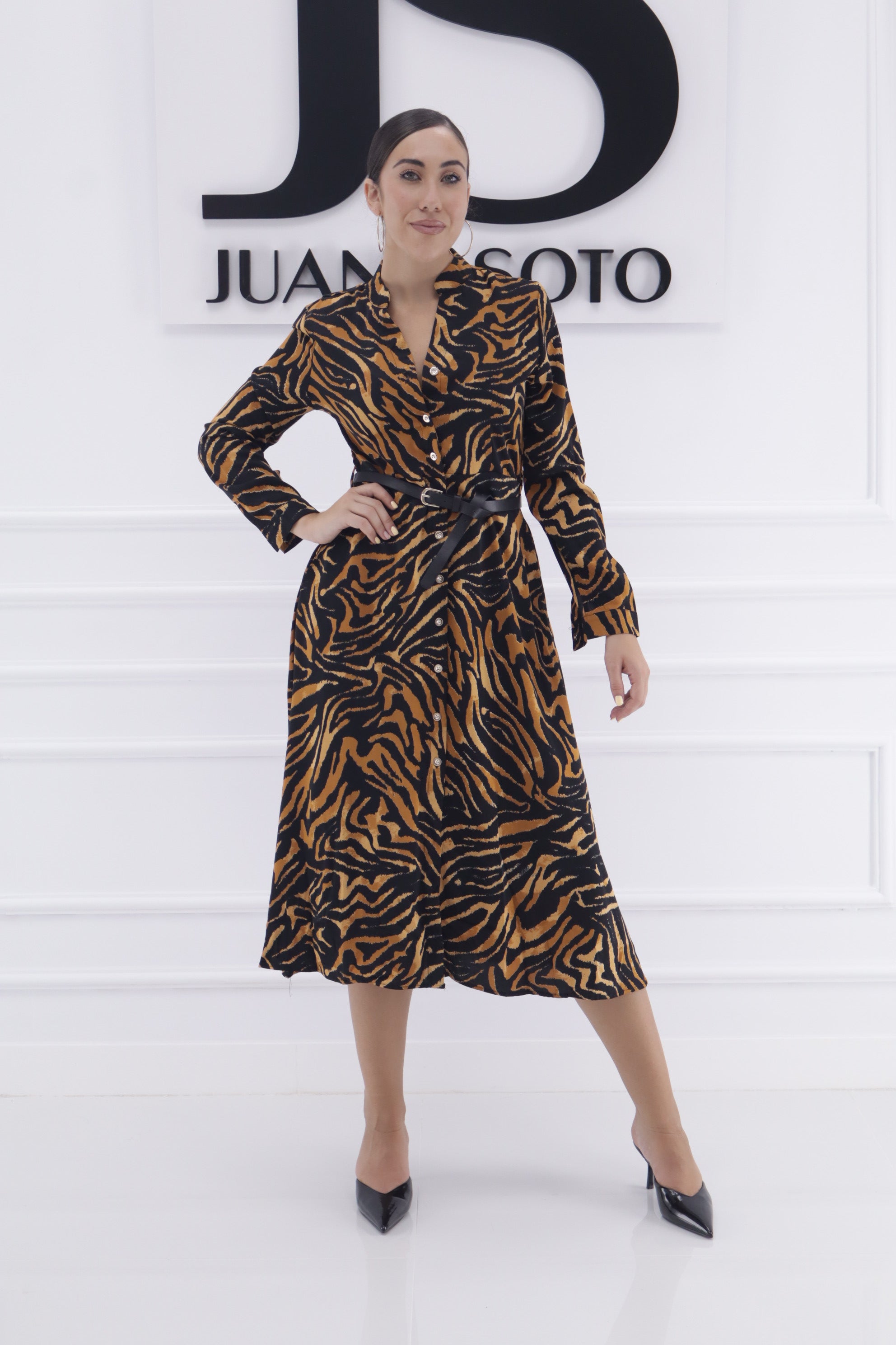 Vestido print negro 8340