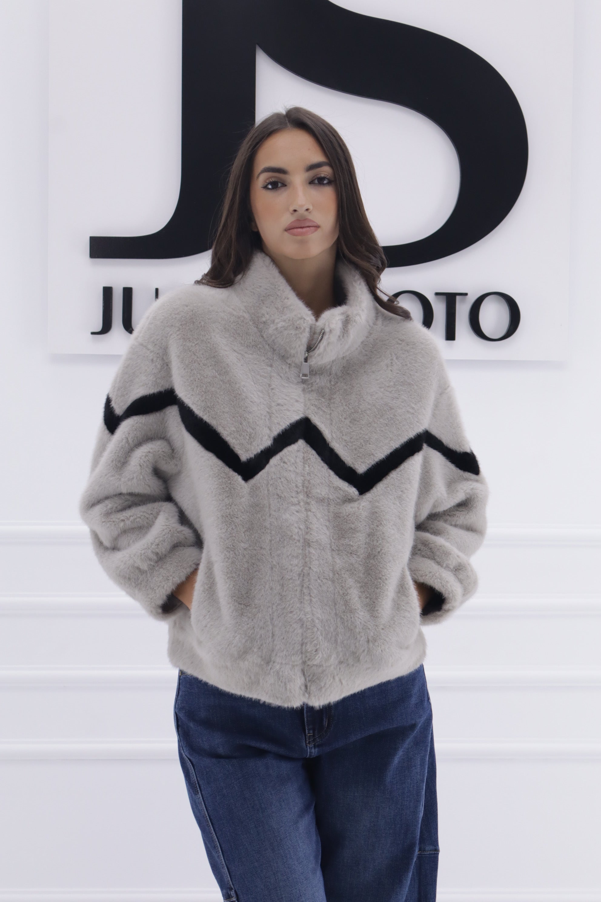 Chaqueta pelo cremallera zig zag CD-3553