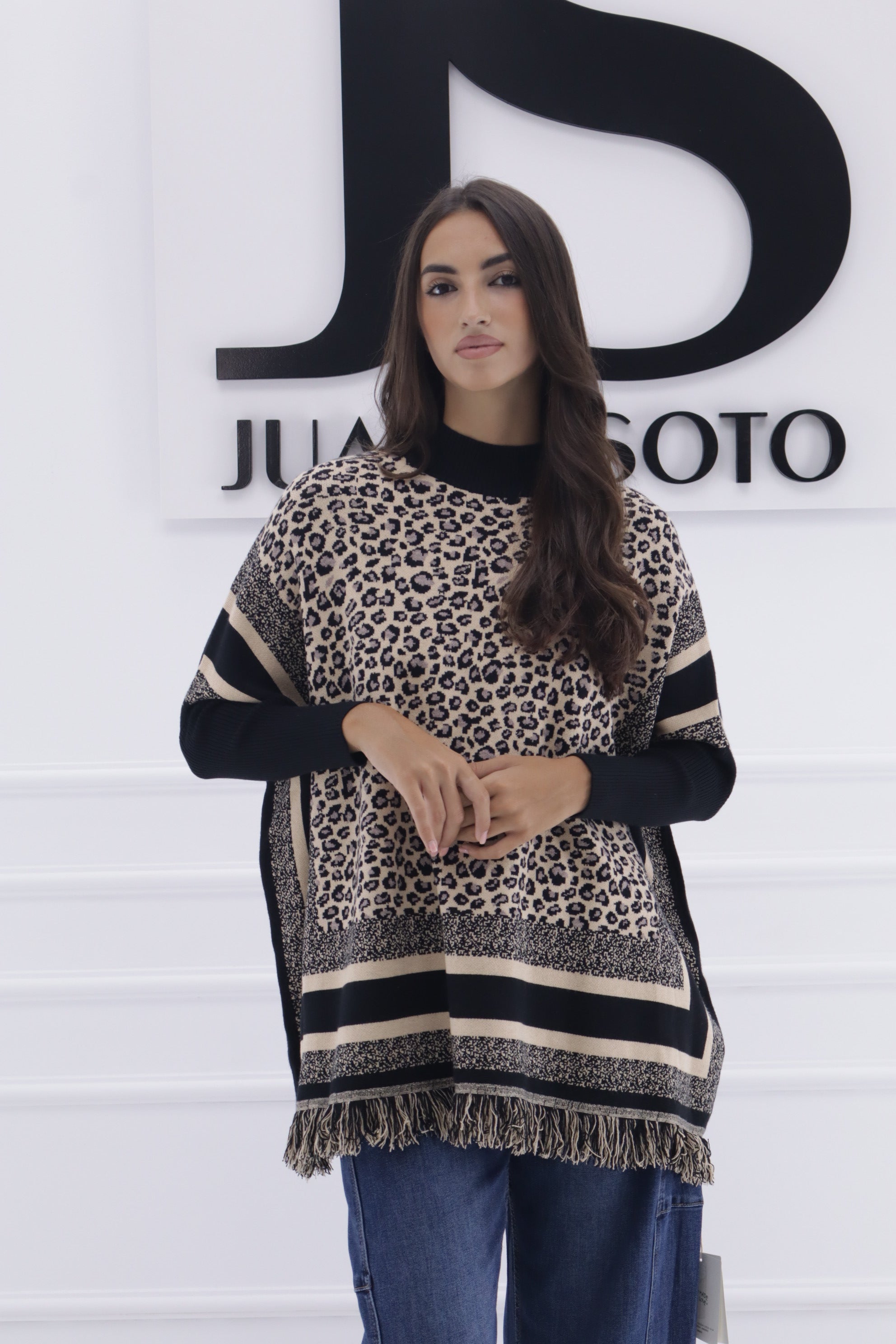 Poncho print lana