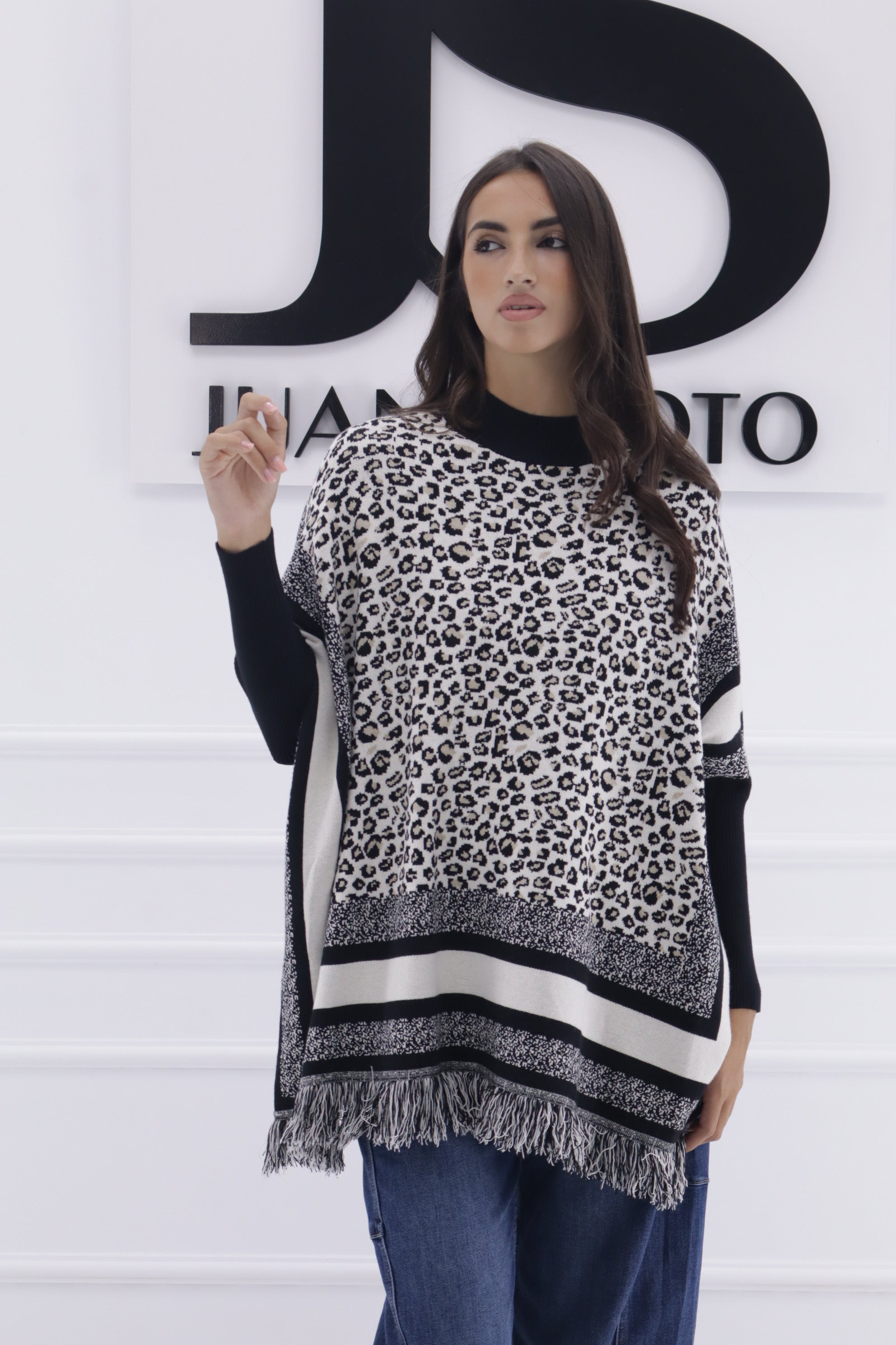 Poncho print lana