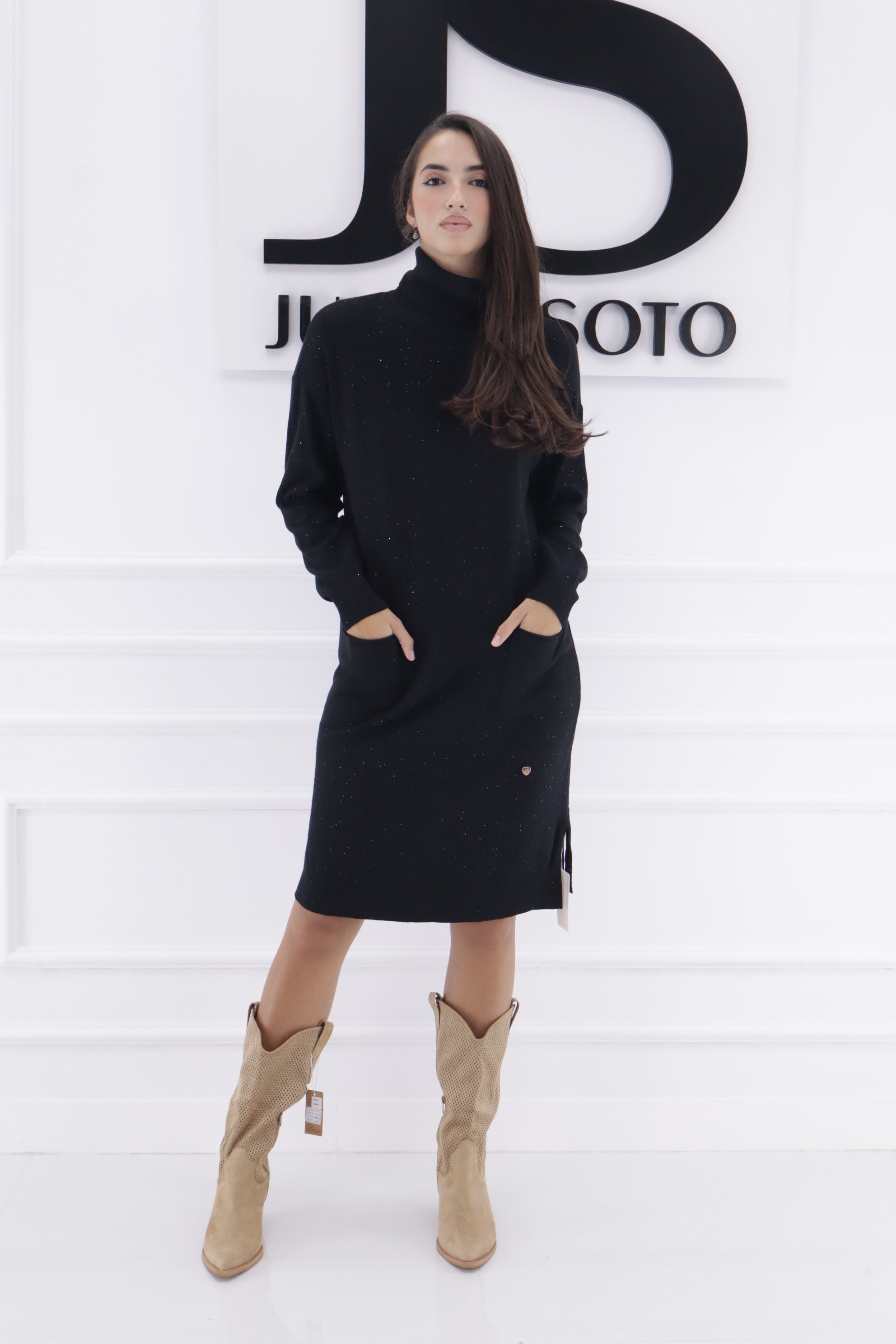 Vestido ZD8056(CUELLO ALTO BRILLO)