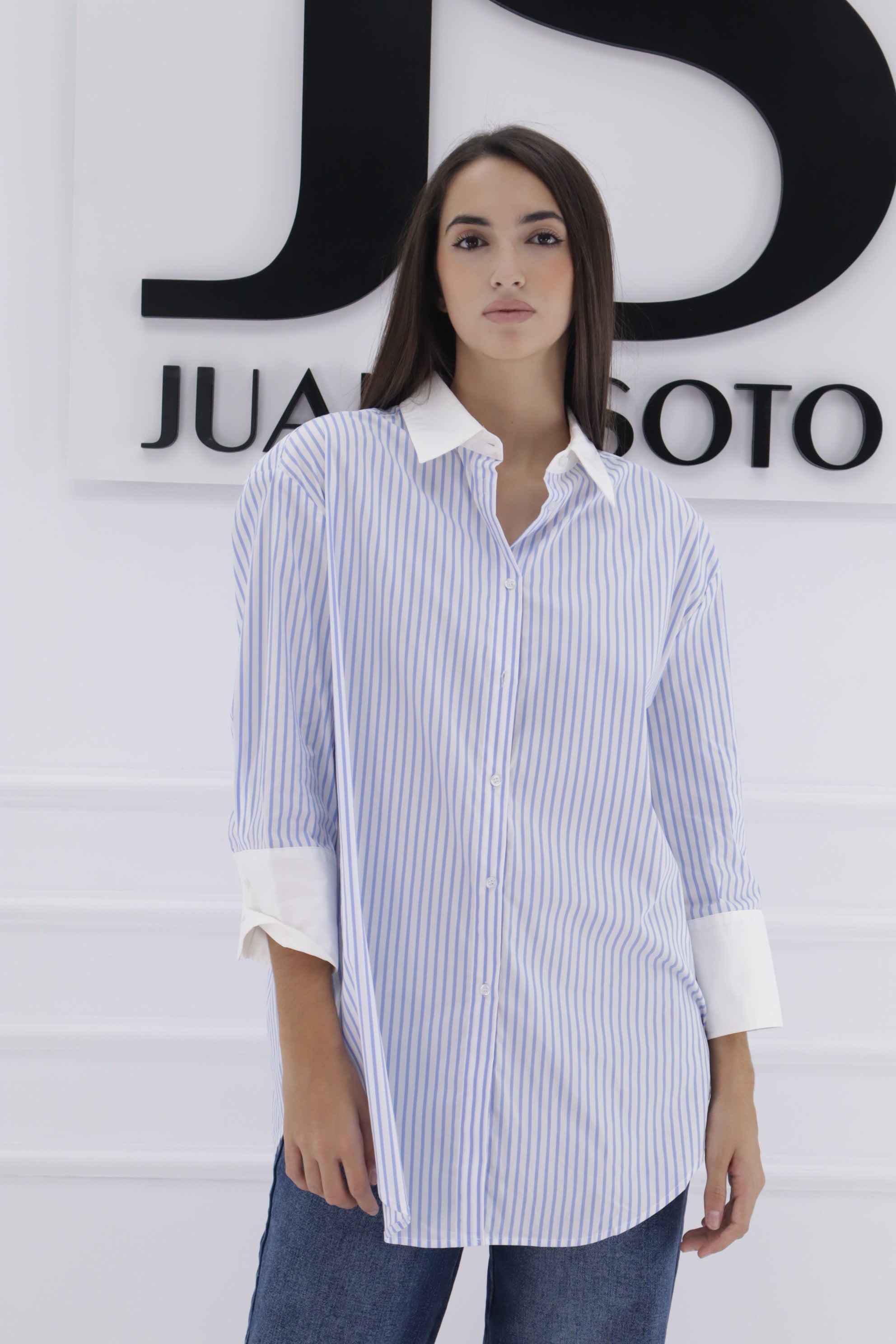 Camisa rayas cuello blanco 8403503