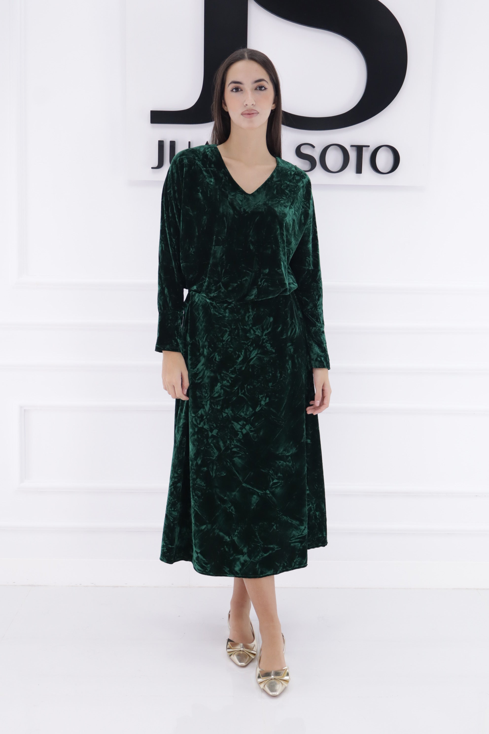 Conjunto terciopelo arrugado  blusa+falda