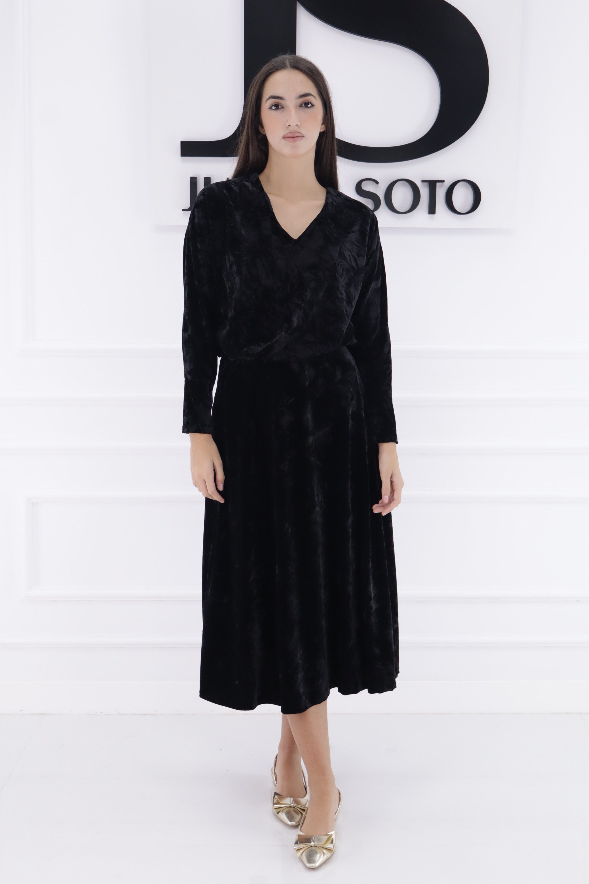 Conjunto terciopelo arrugado  blusa+falda