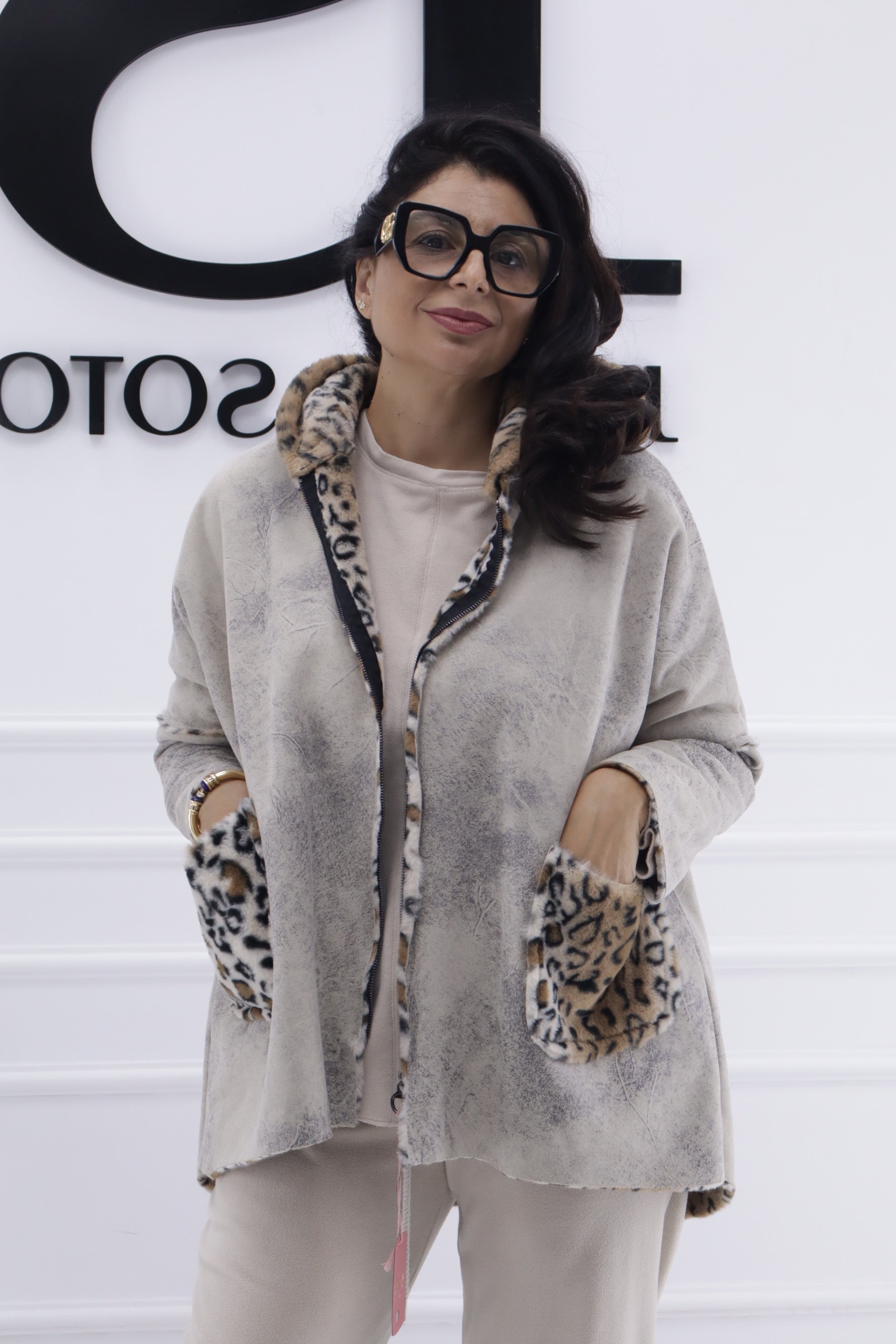 Chaqueta  reversible pelo leopardo