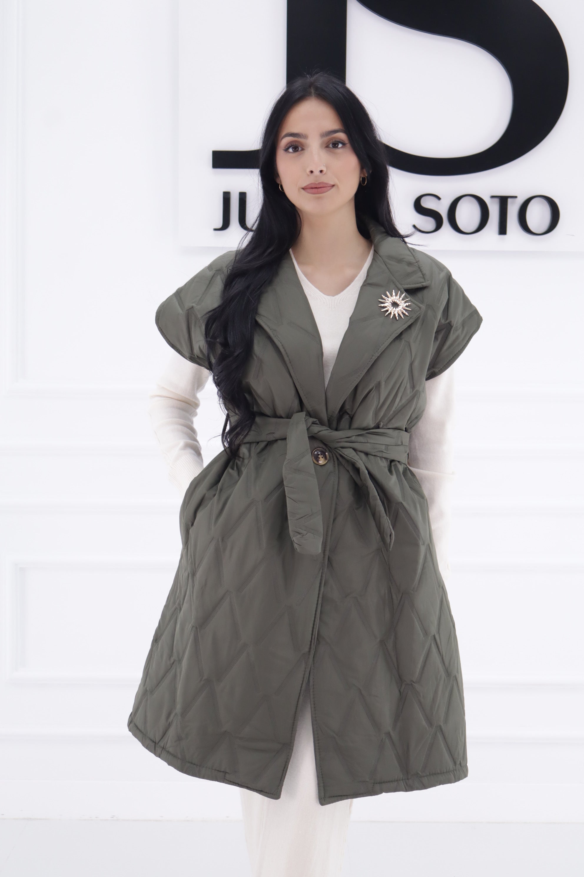 Chaleco LARGO BROCHE SOL