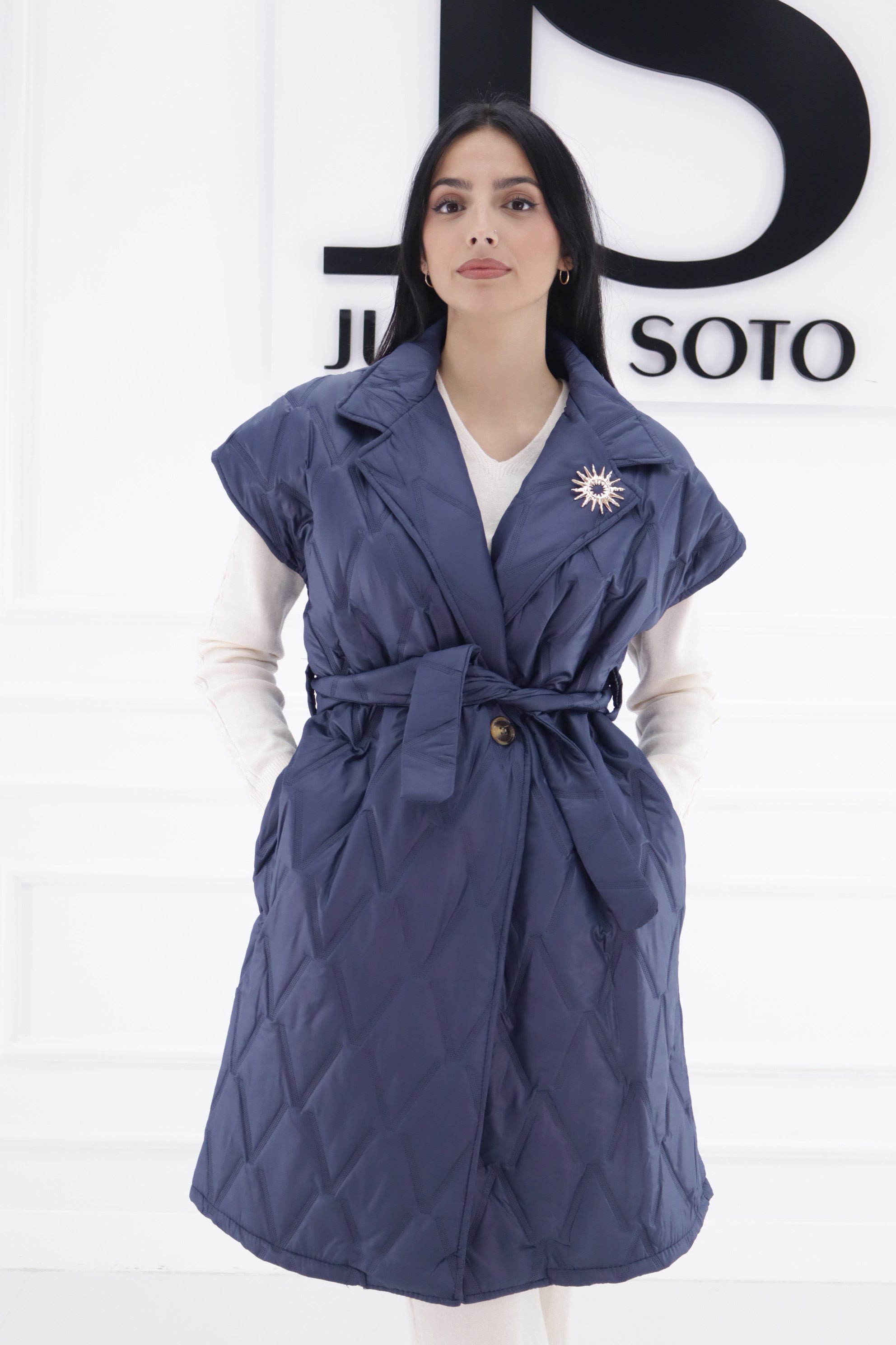 Chaleco LARGO BROCHE SOL