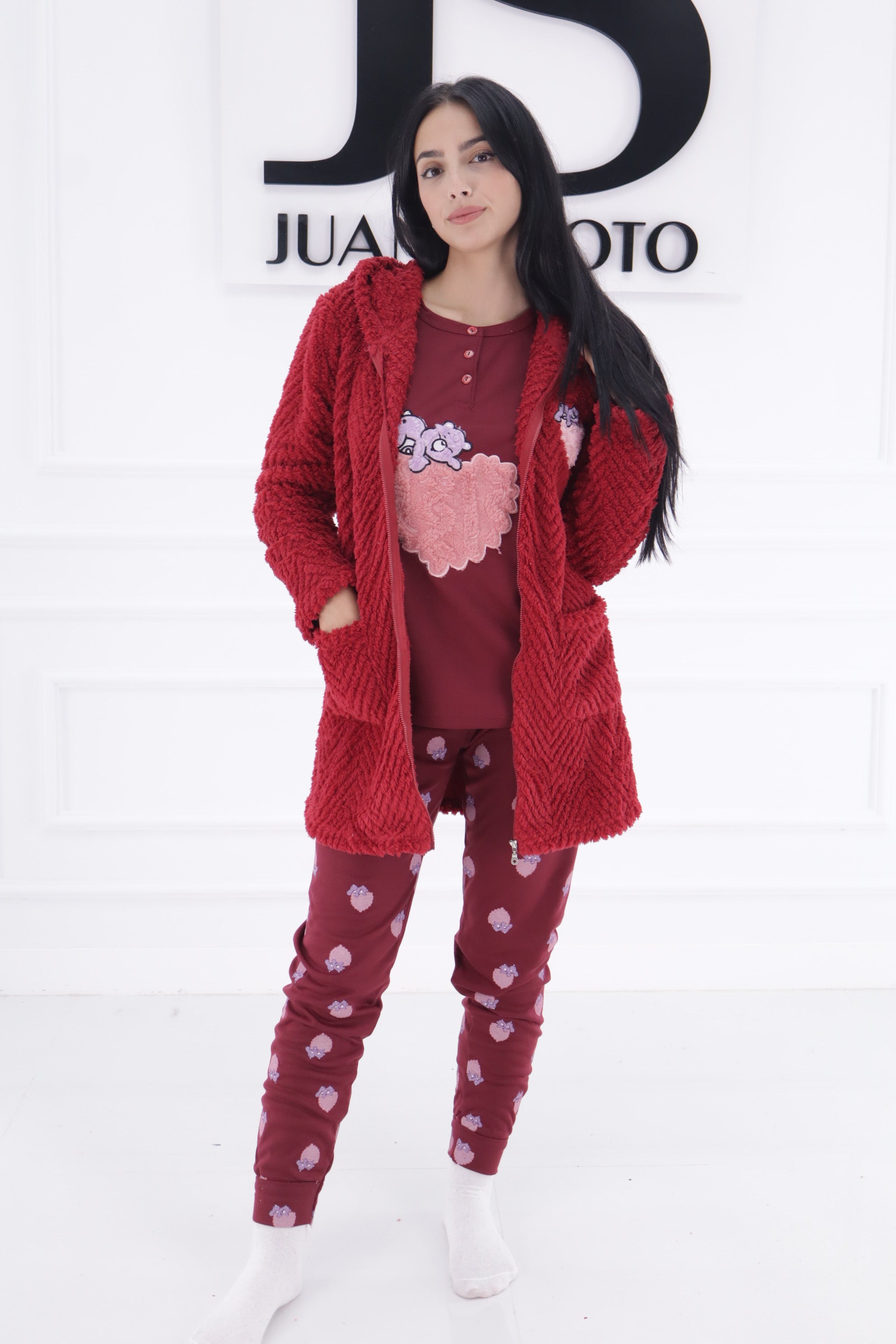 Pijama +bata osito  nube cremallera C9816