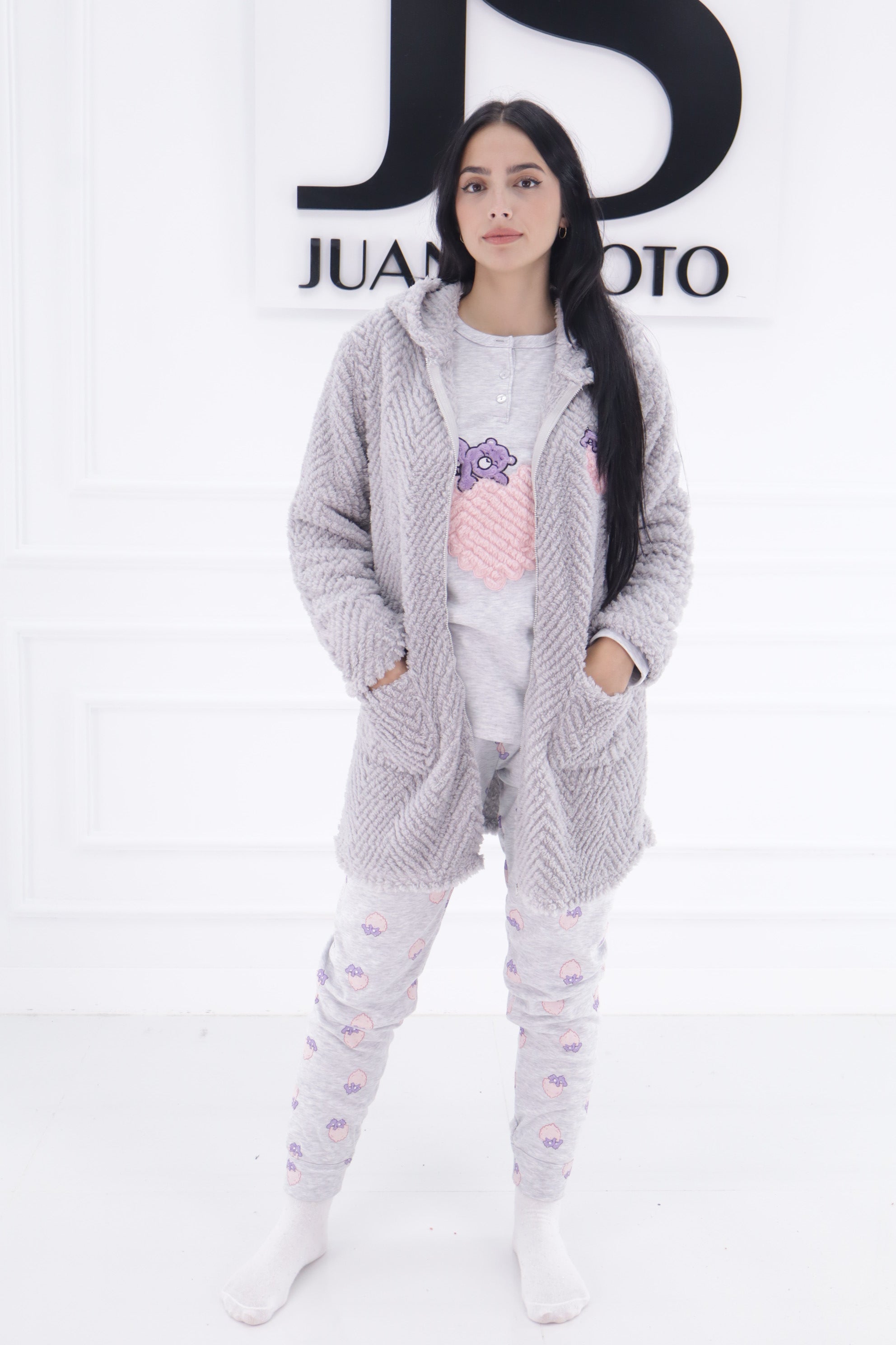 Pijama +bata osito  nube cremallera C9816