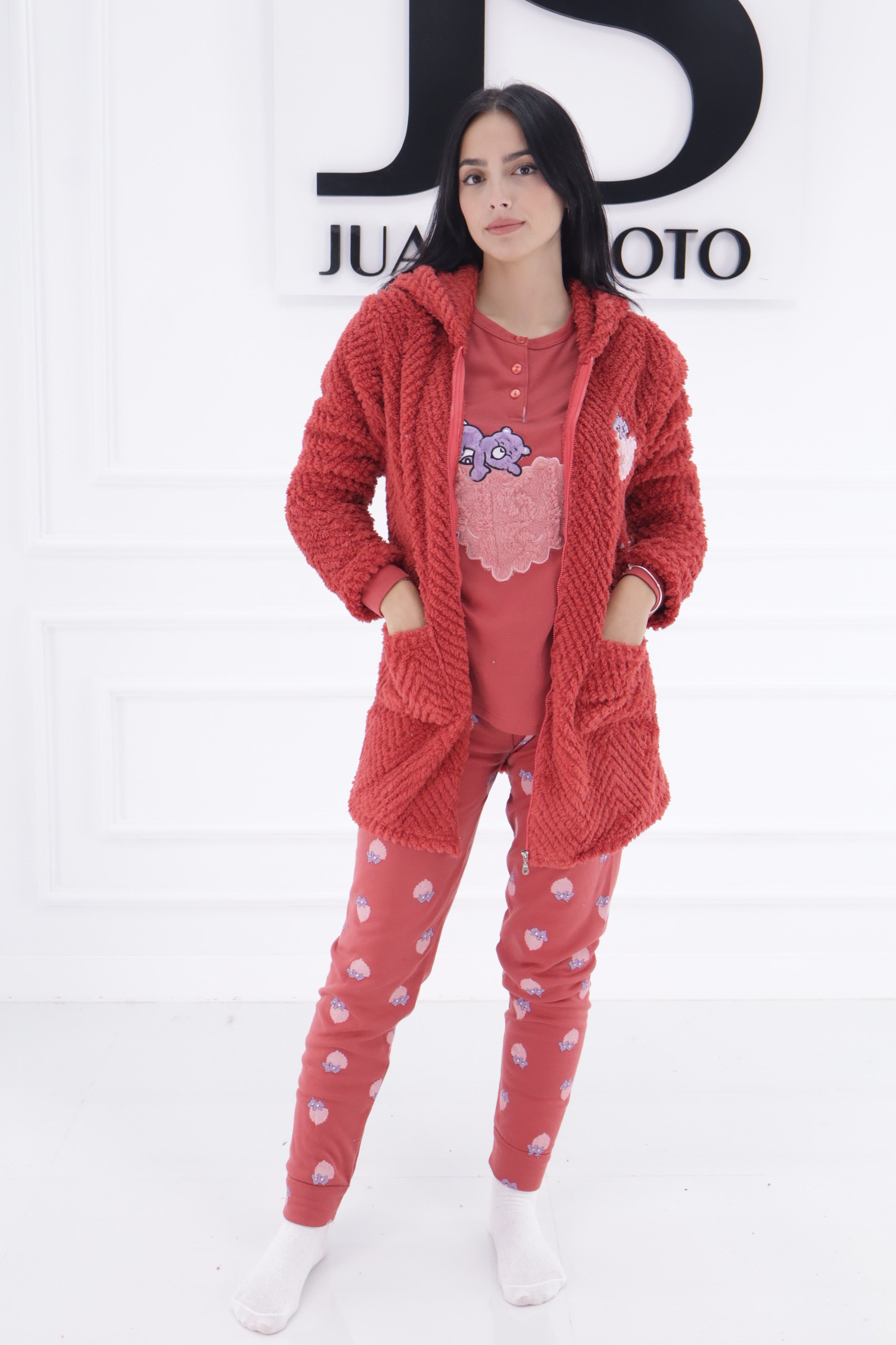 Pijama +bata osito  nube cremallera C9816