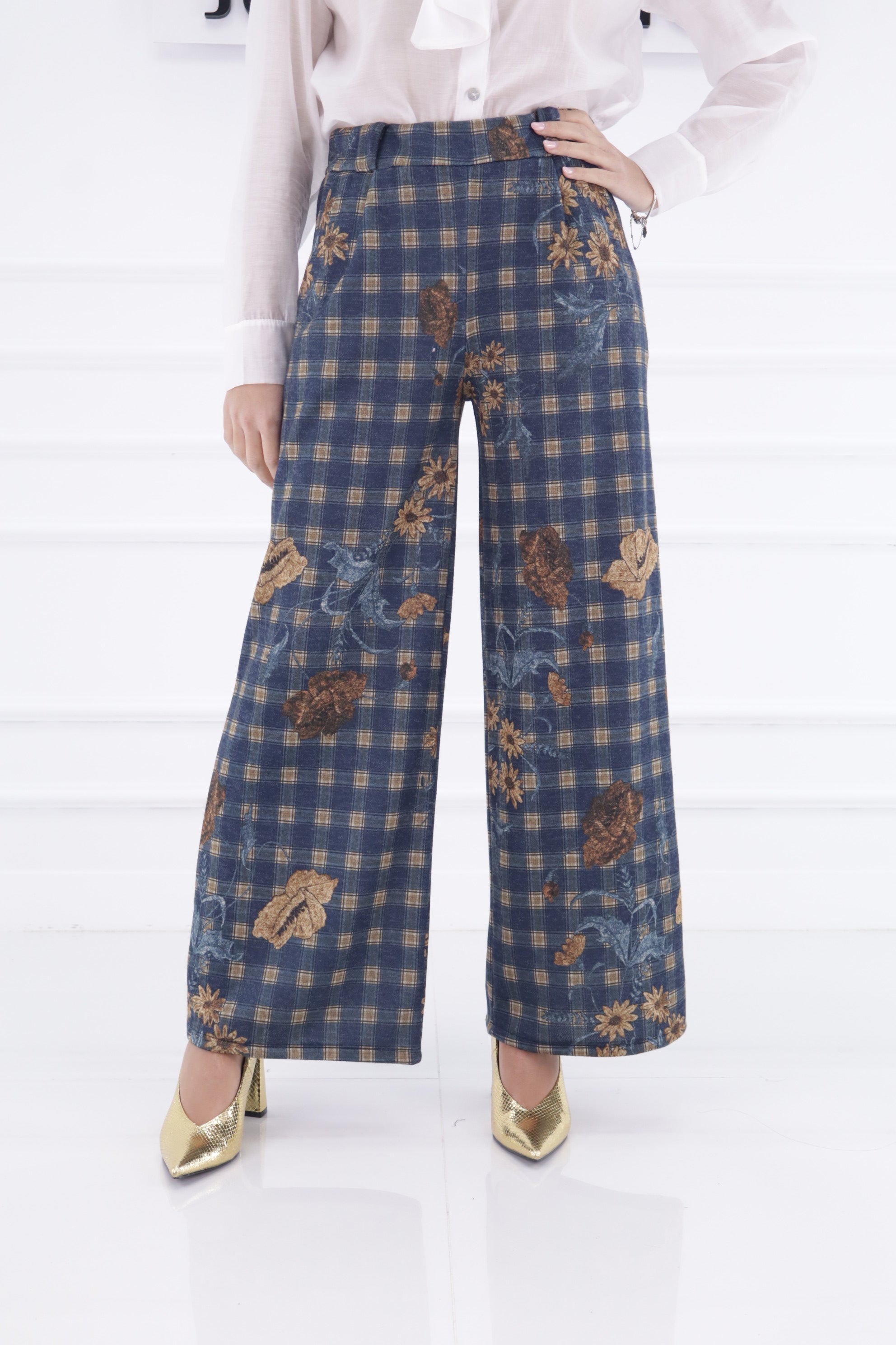 Pantalón cuadros flores 1123