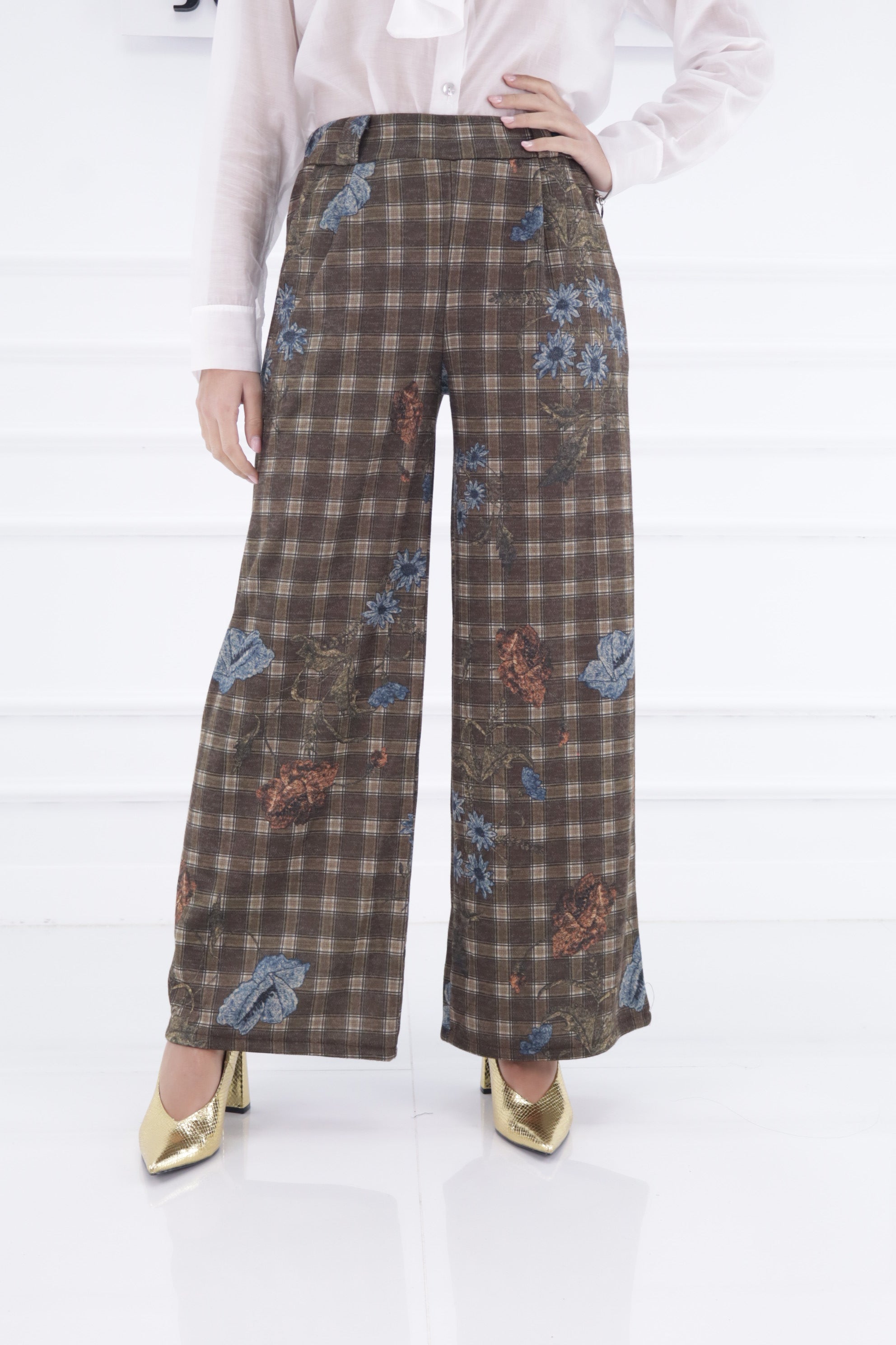 Pantalón cuadros flores 1123
