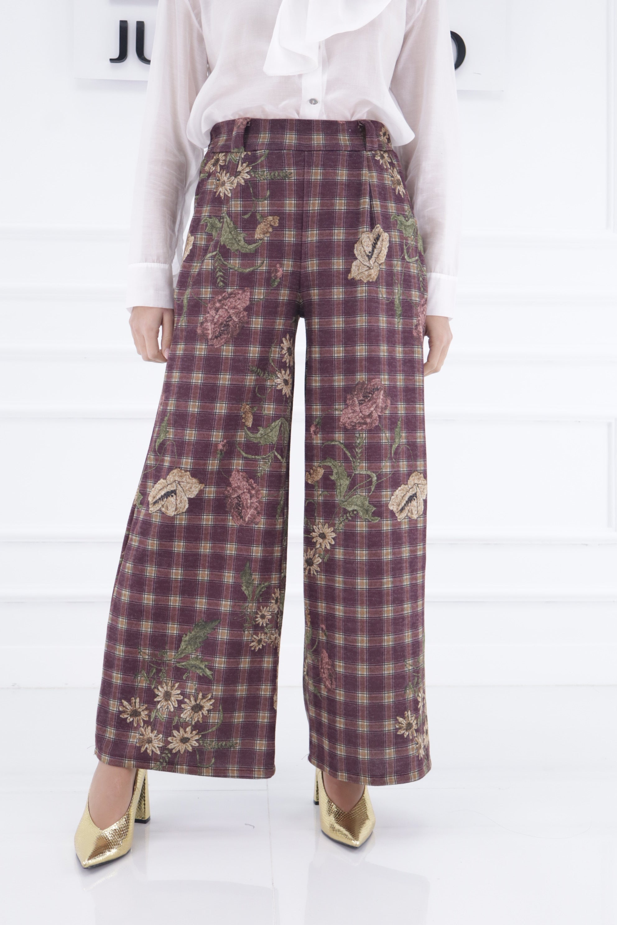 Pantalón cuadros flores 1123