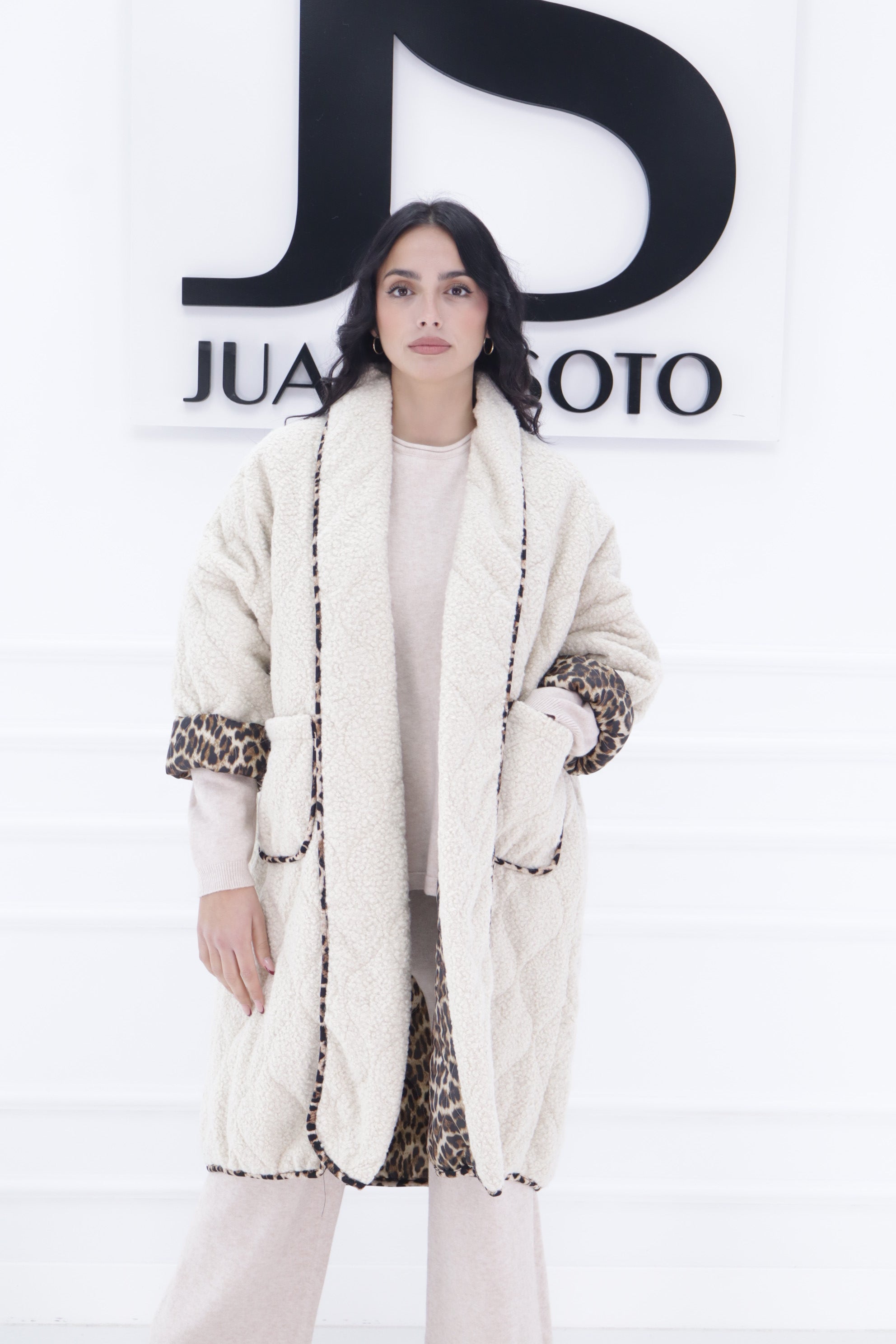 Abrigo borrego bolsillo print