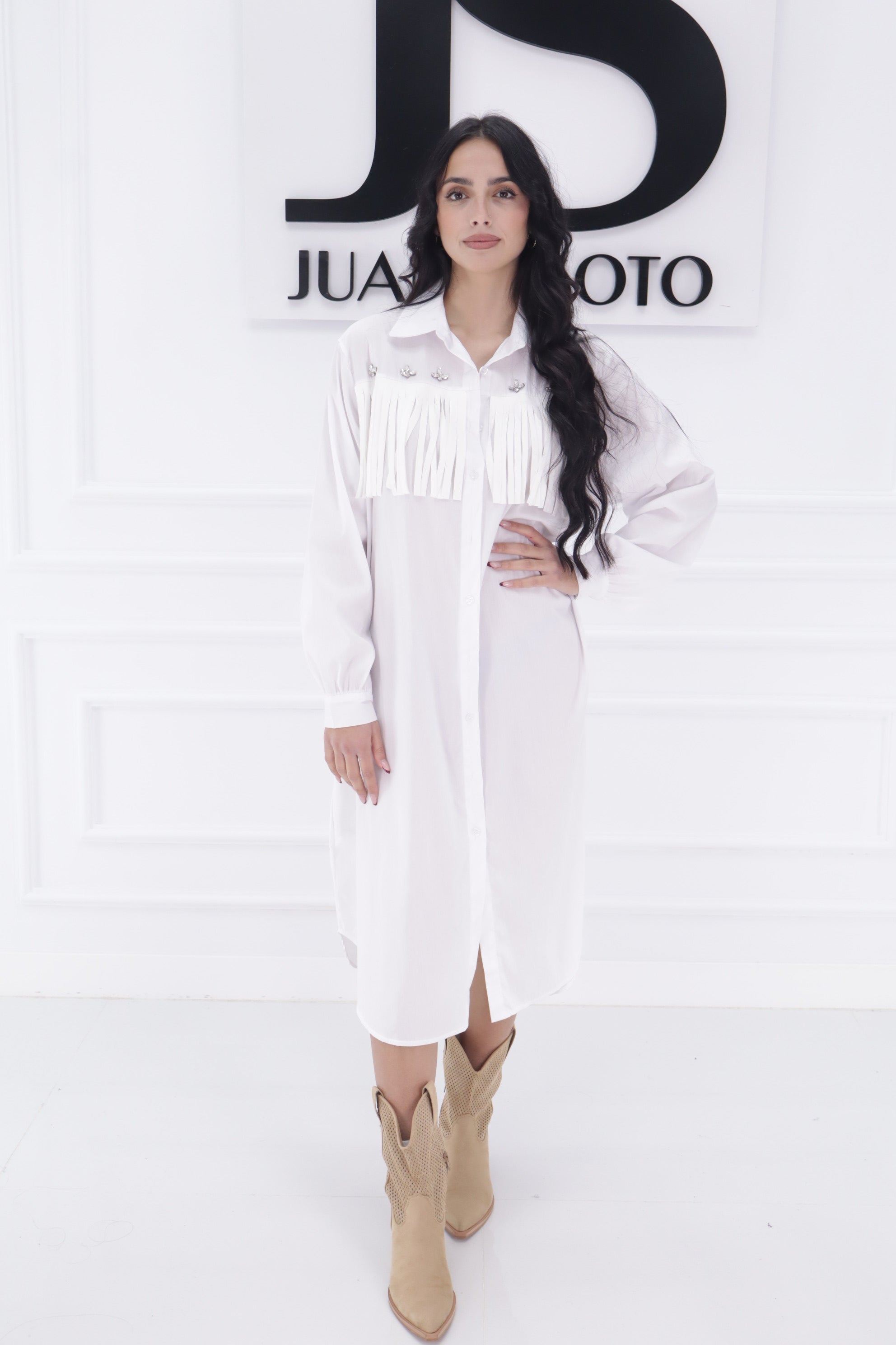 Vestido flecos brillos S-25507