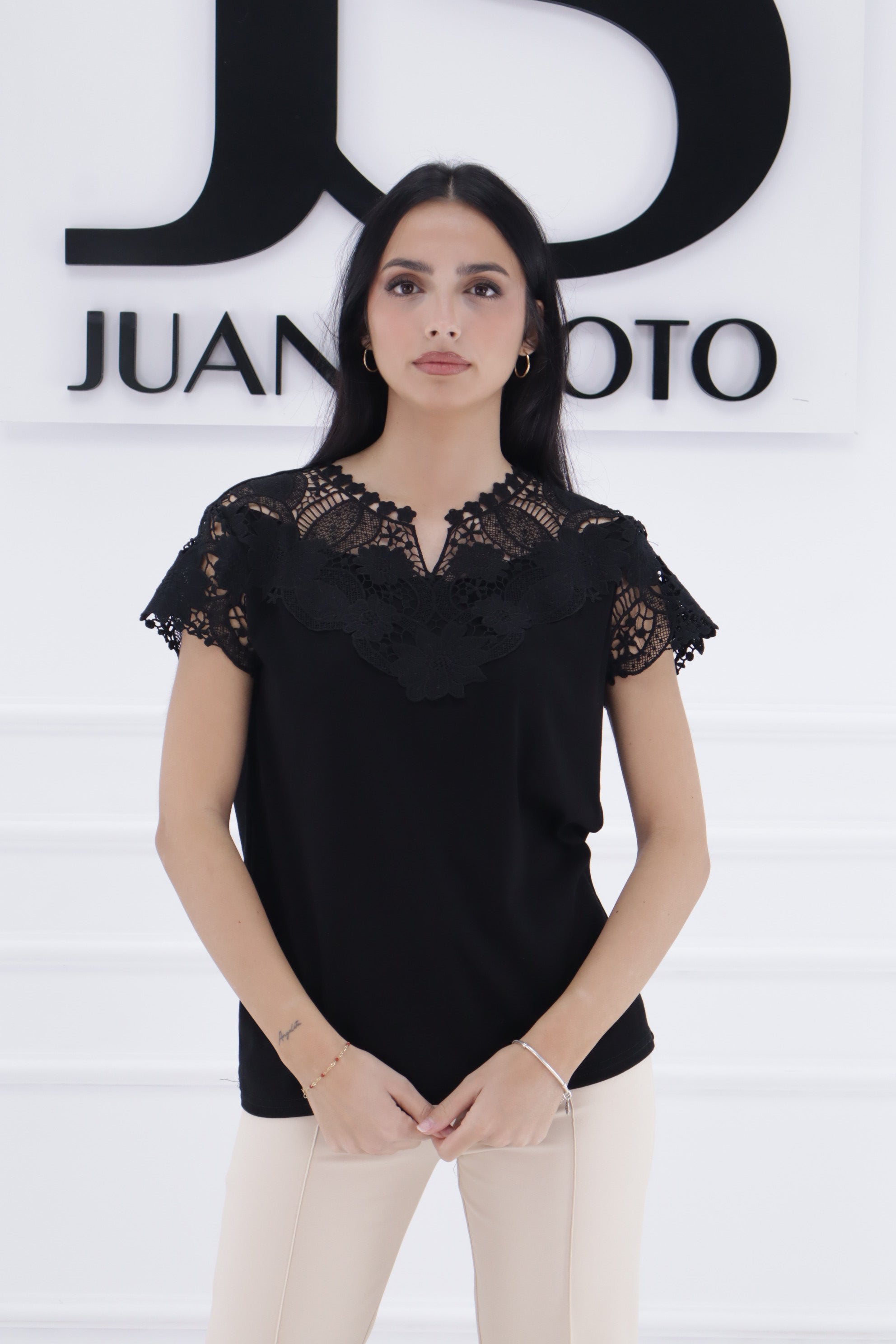 Camiseta encaje manga corta WY055