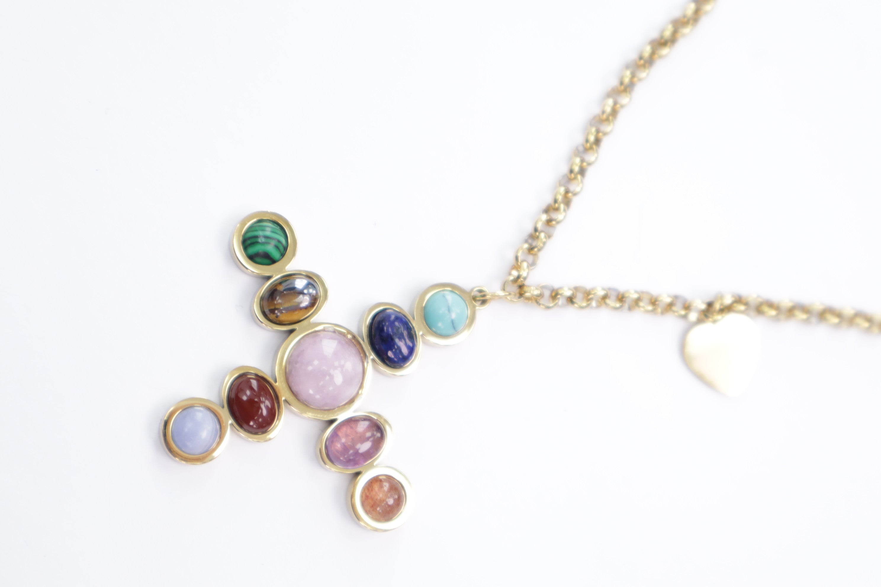 Collar acero cruz piedras