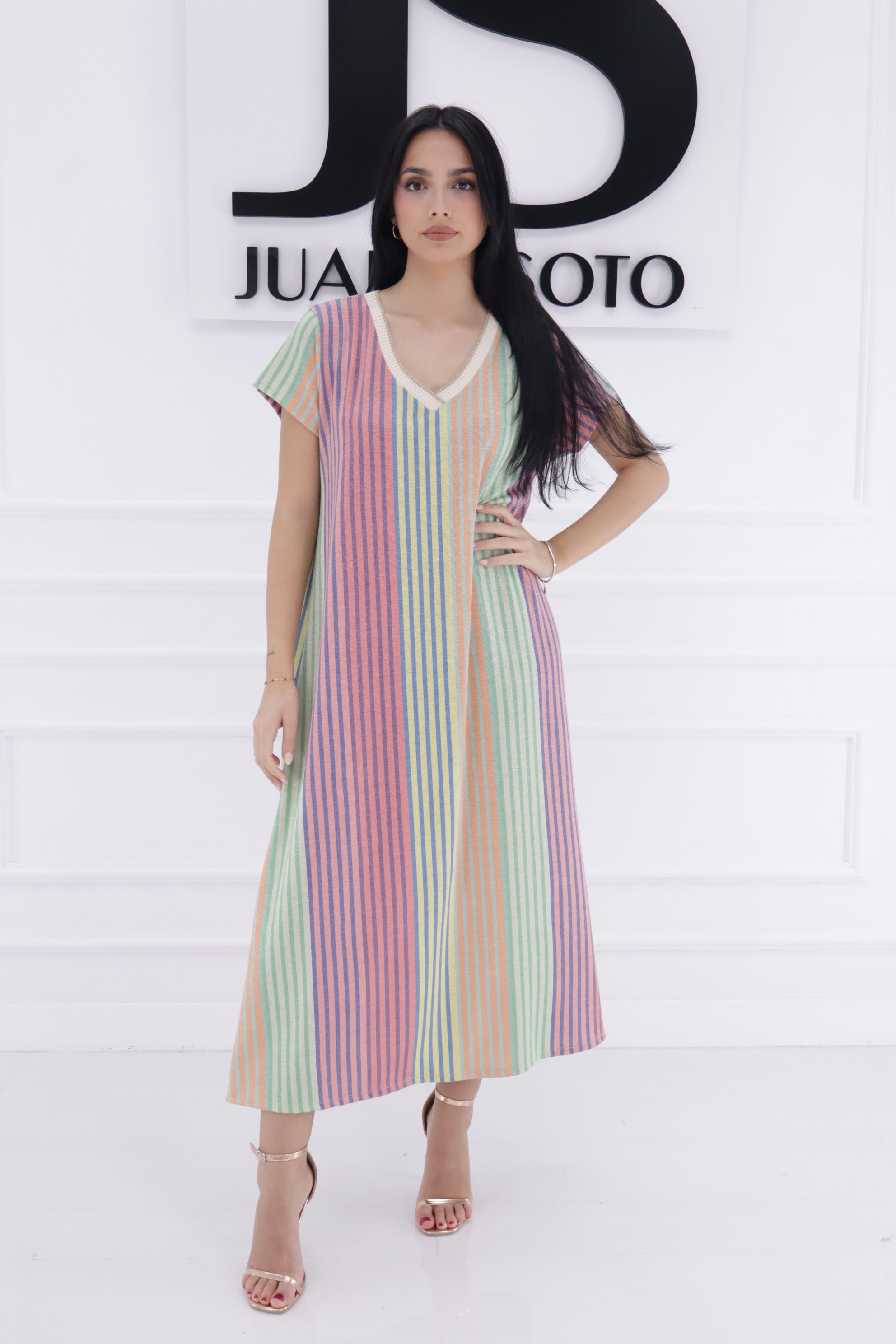 Vestido rayas brillo 20889