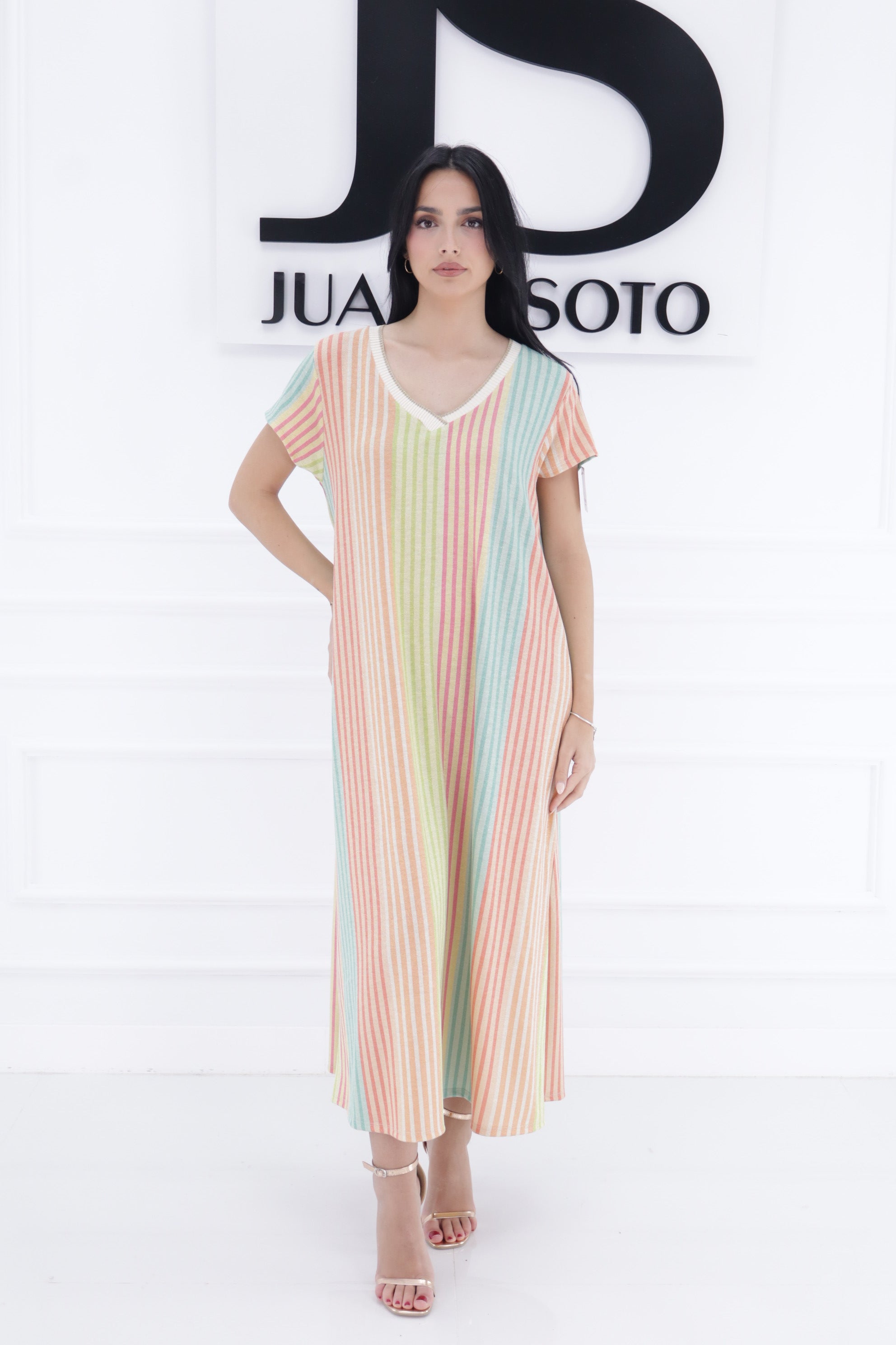 Vestido rayas brillo 20889