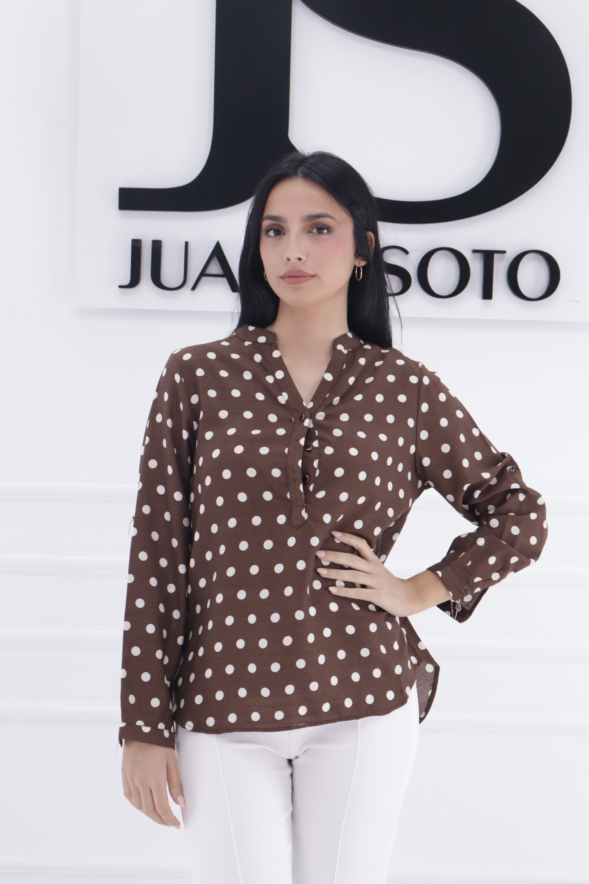 Blusa lunares marron/beig 8969