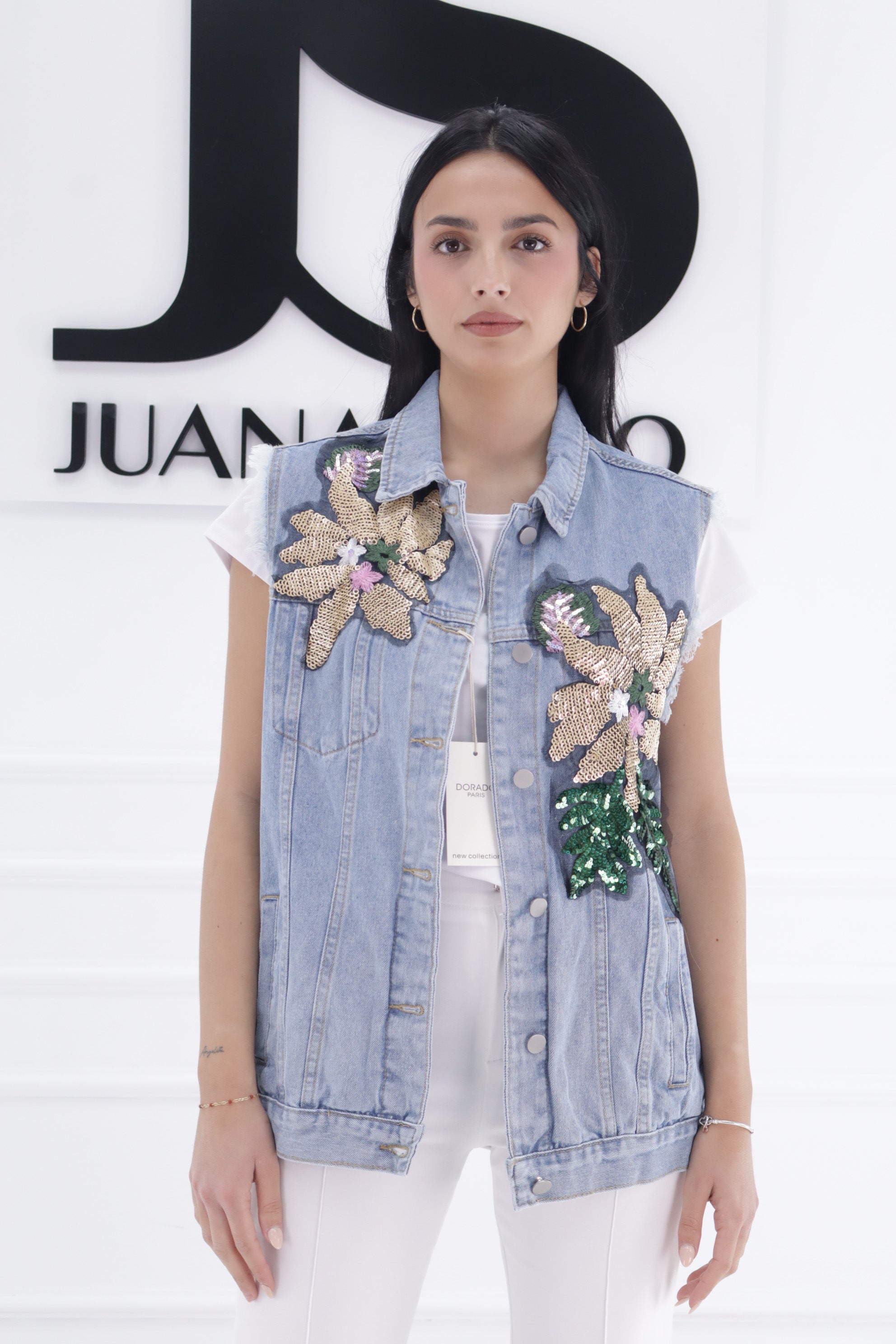 Chaleco vaquero flores CA476