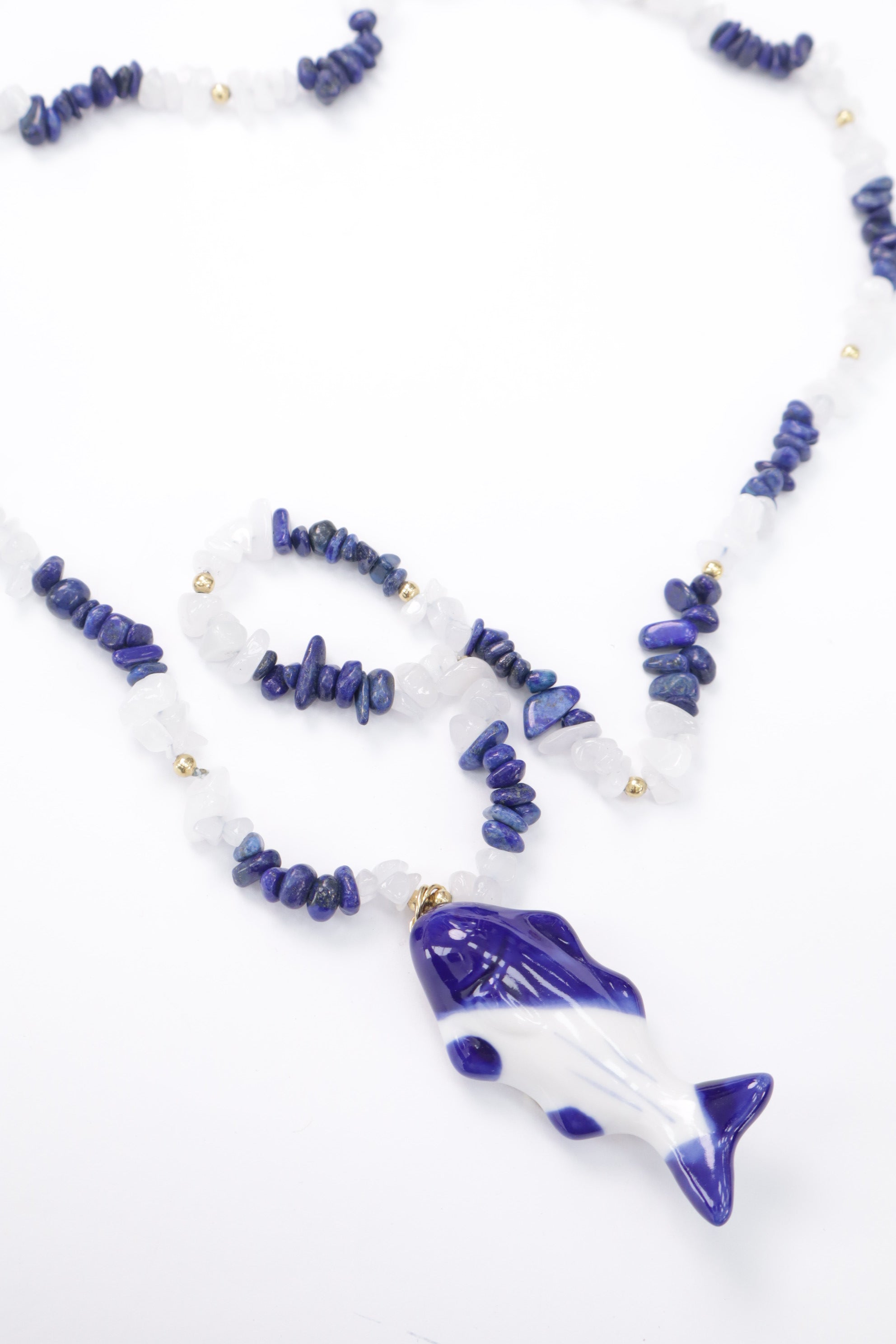 Collar azul/blanco pez C1910