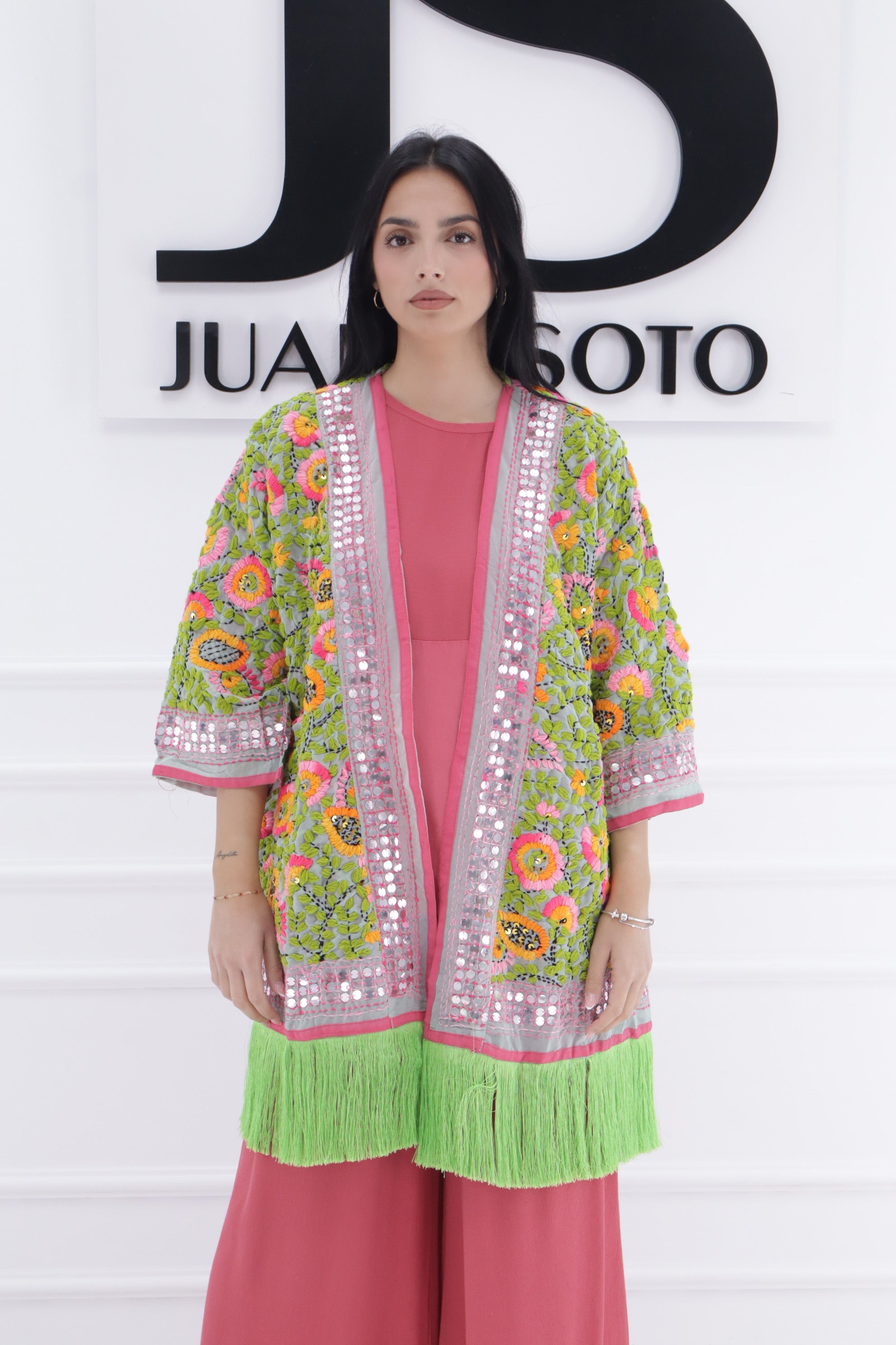 Casaca espejo + flecos 58002