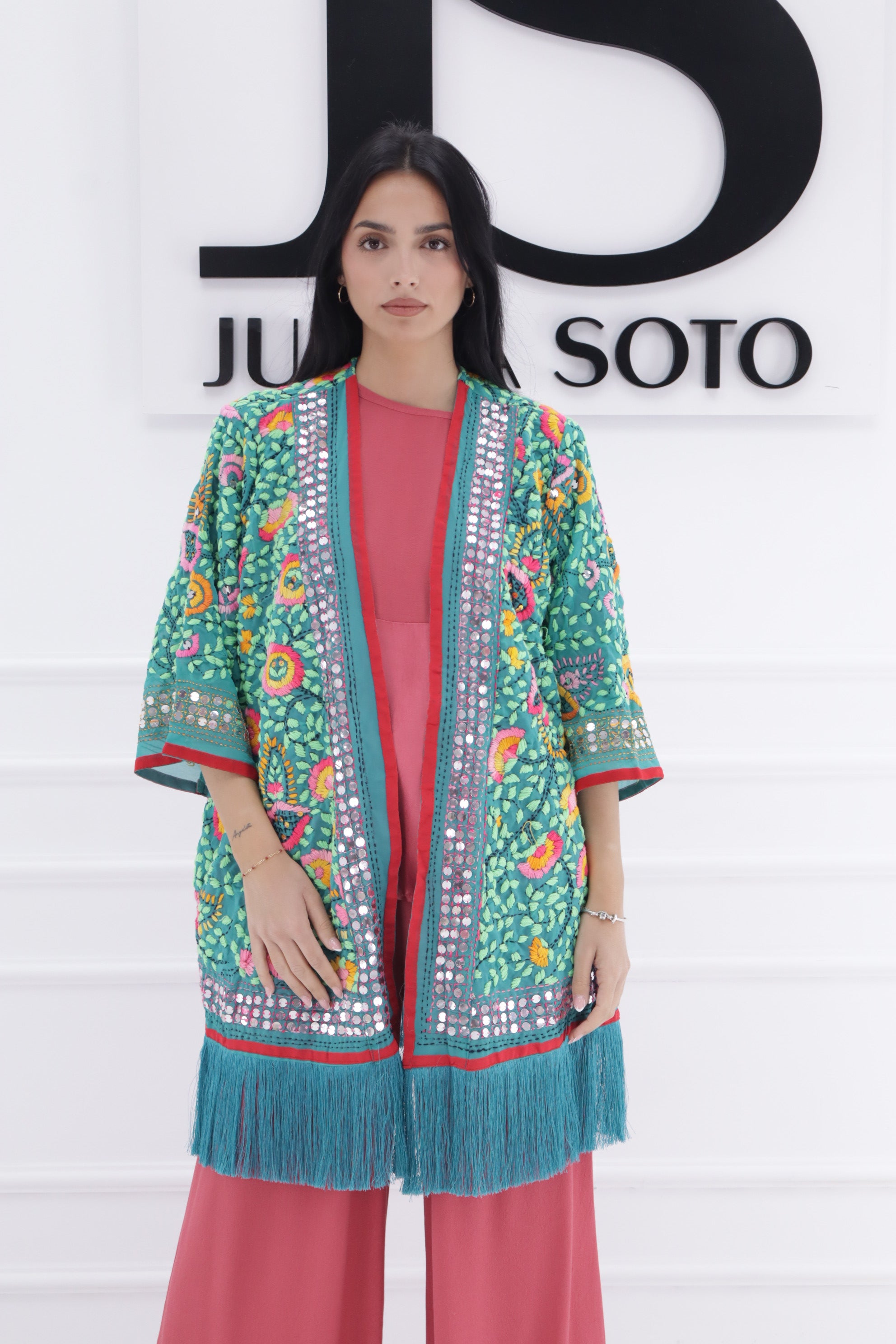 Casaca espejo + flecos 58002