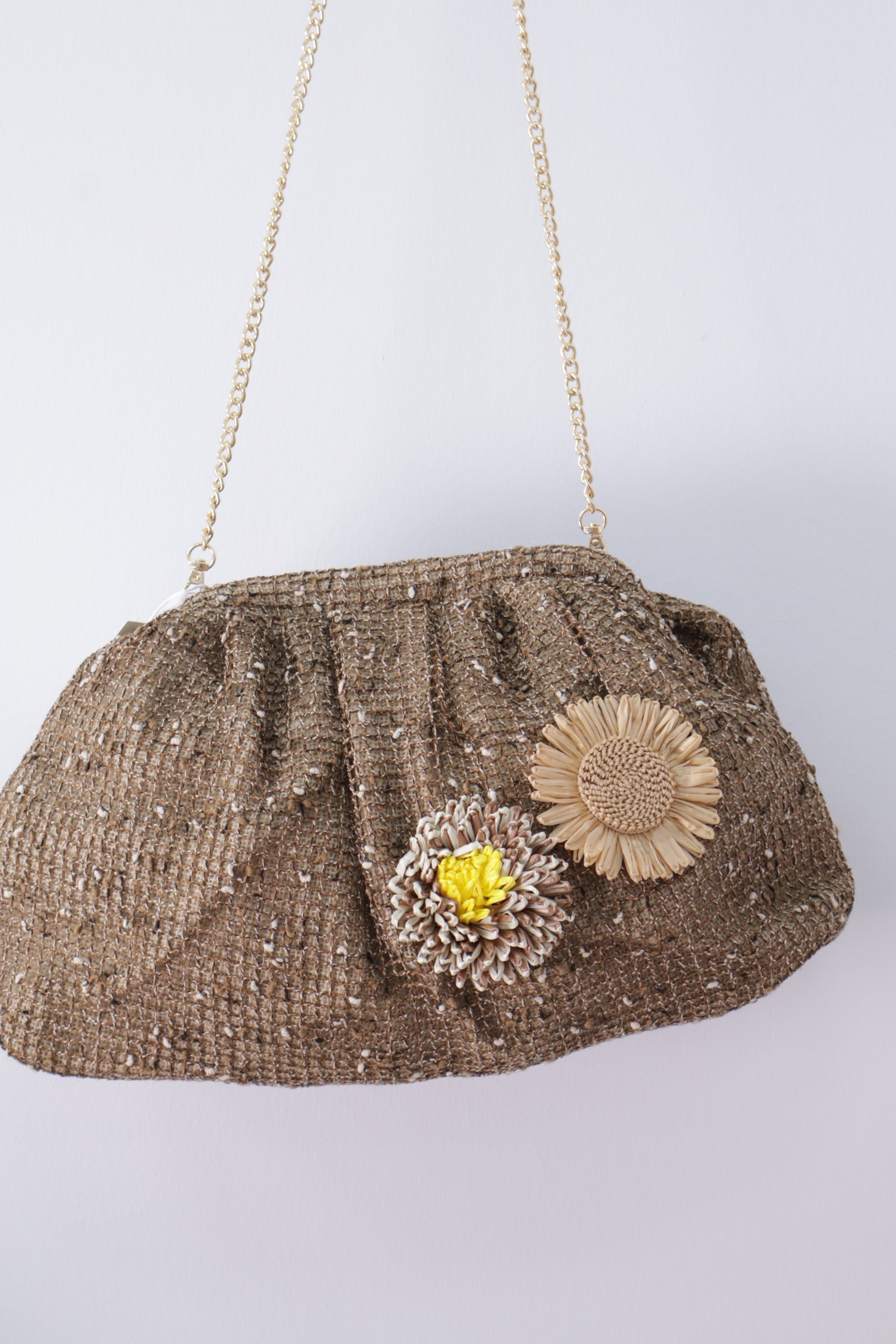 Bolso/cartera marrón flores
