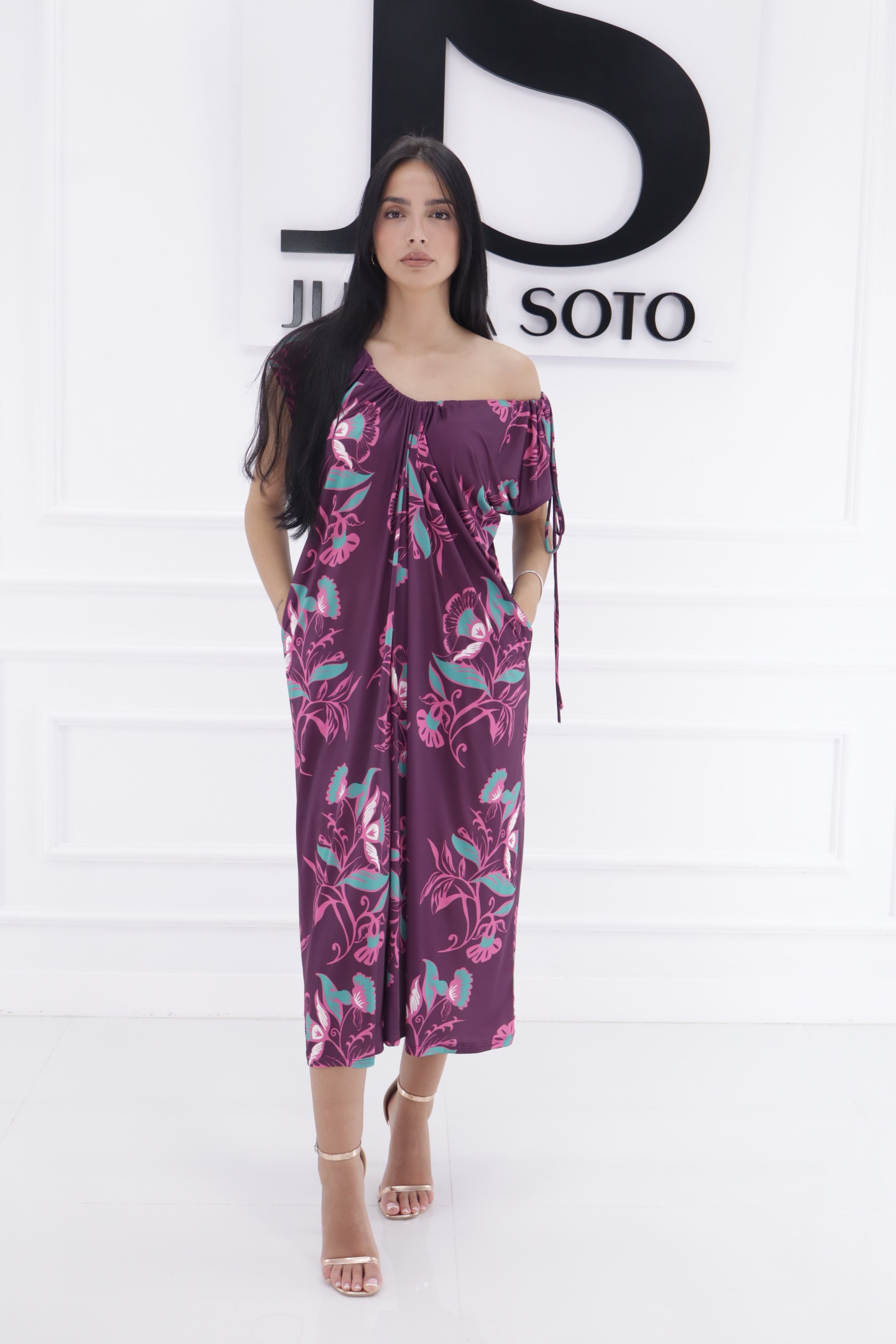Vestido flores fruncido 17332