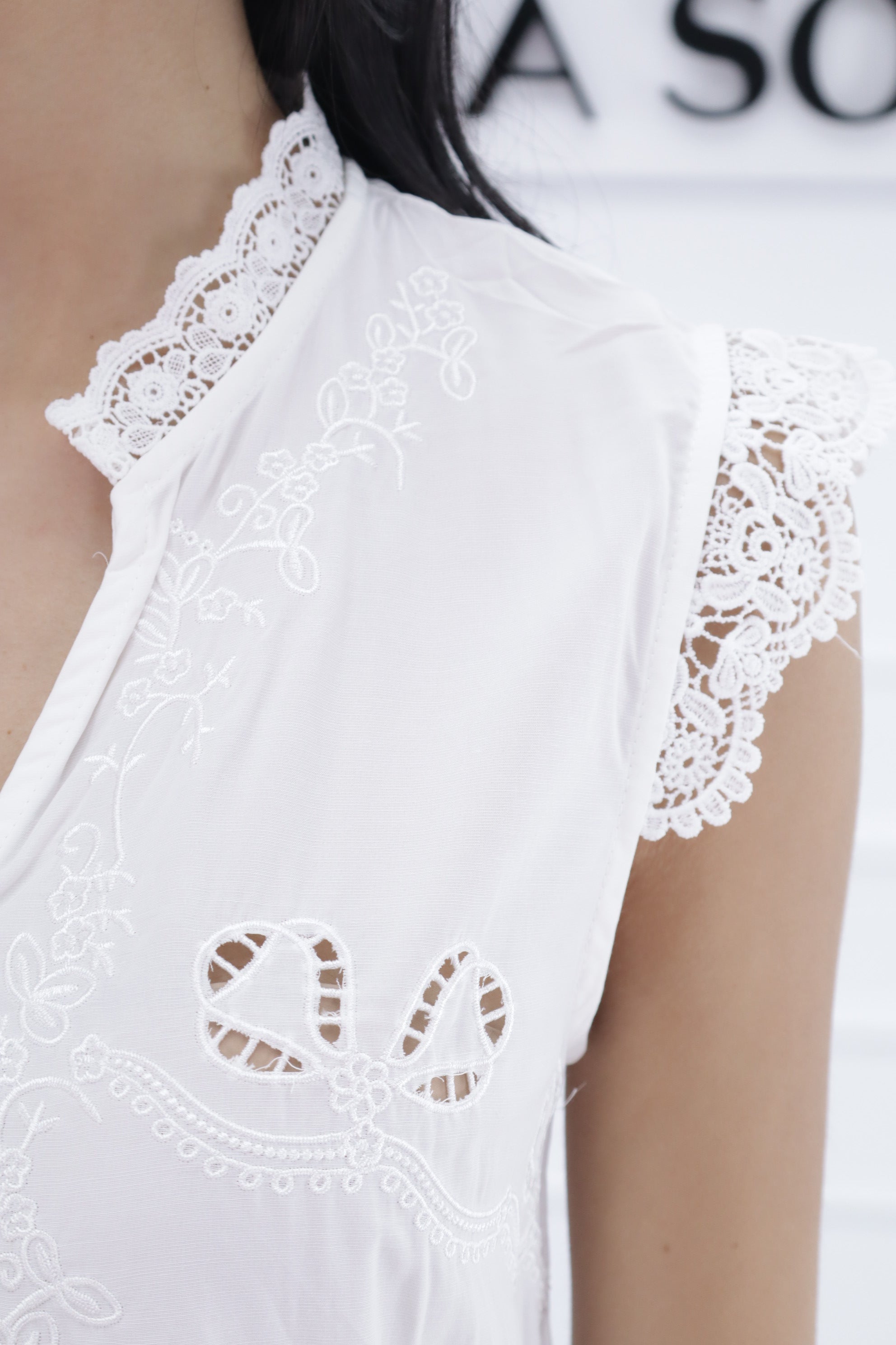 Blusa encaje cuello blanca CA-5175
