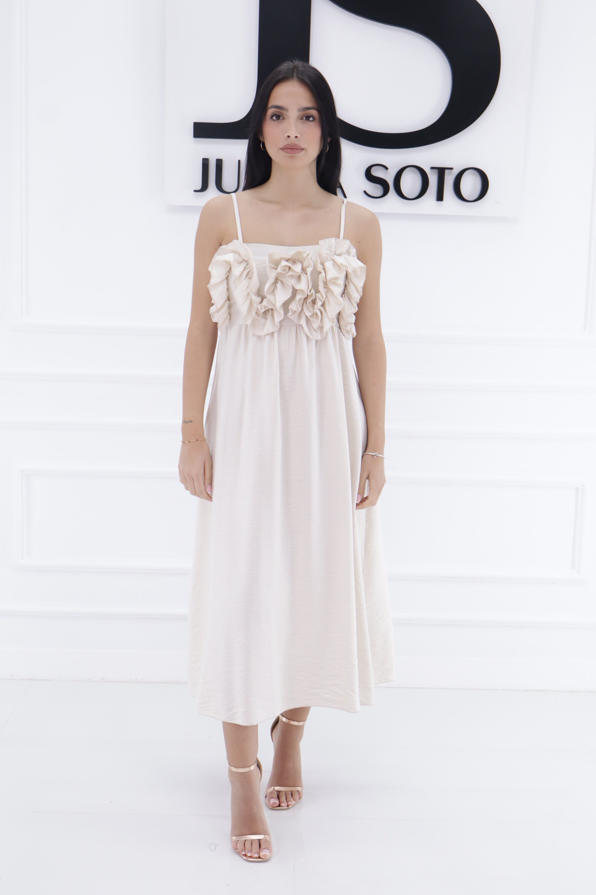 Vestido pecho flores tela 5689