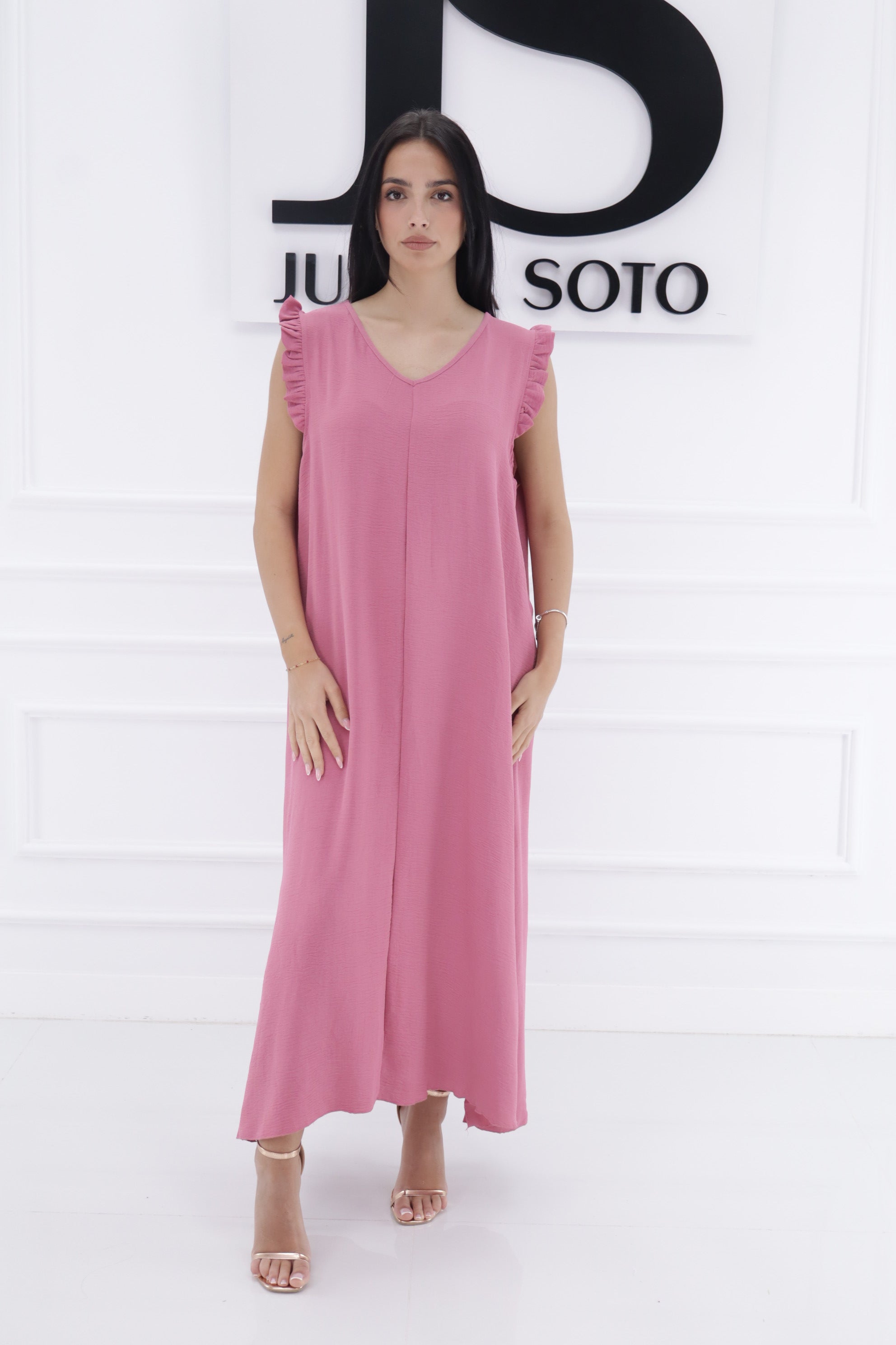 Vestido manga volante C338