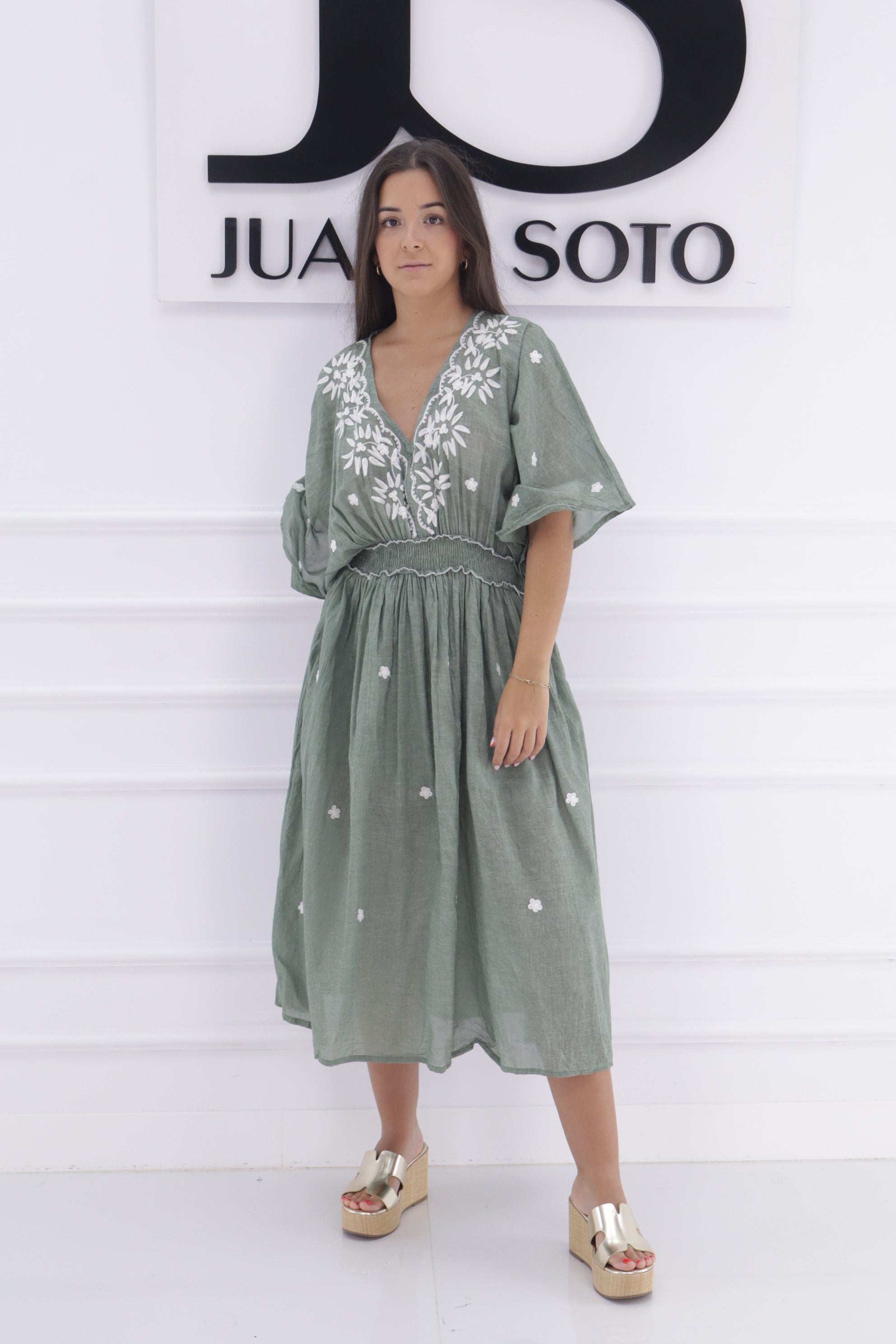 Vestido frunce flores PG-1754