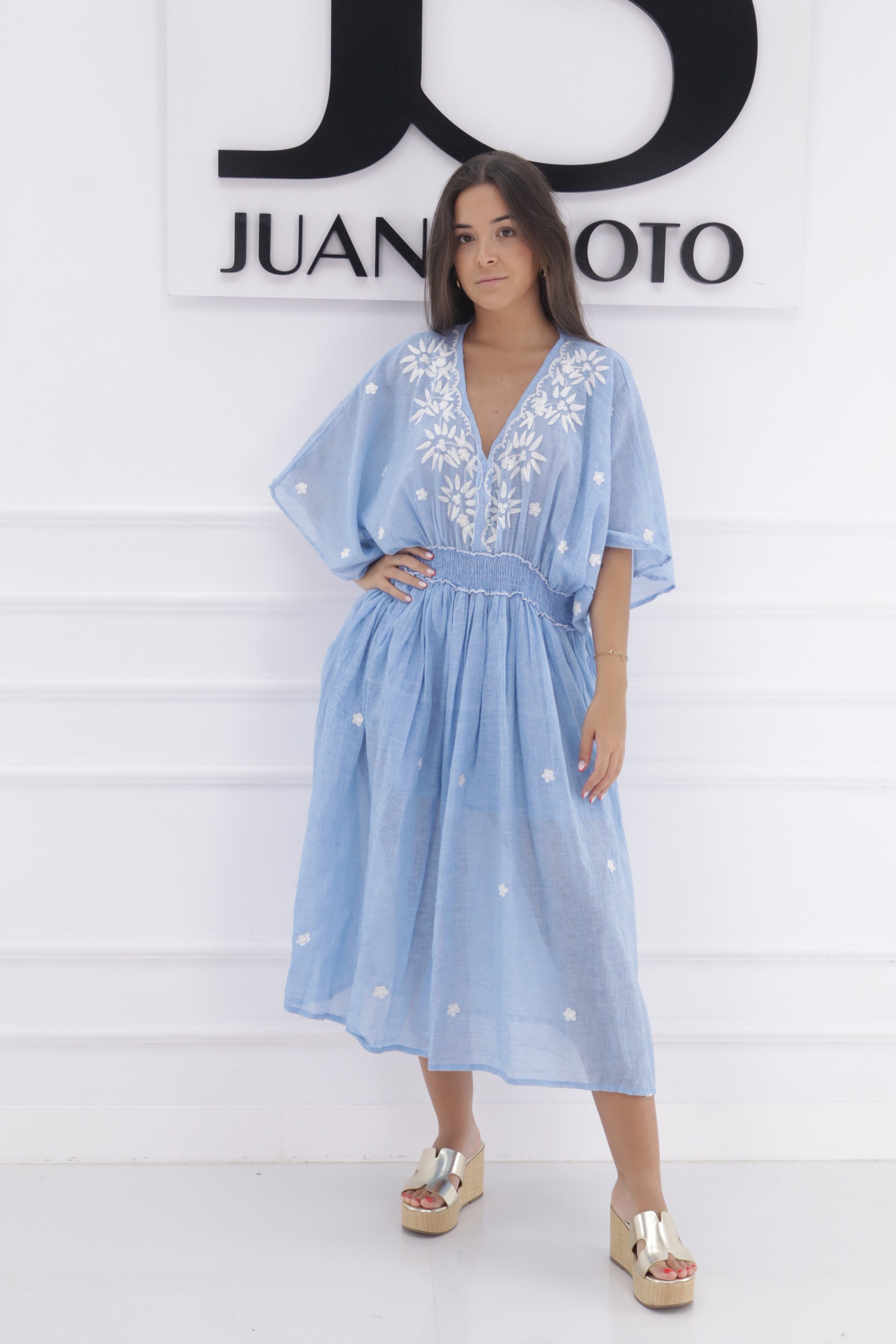 Vestido frunce flores PG-1754
