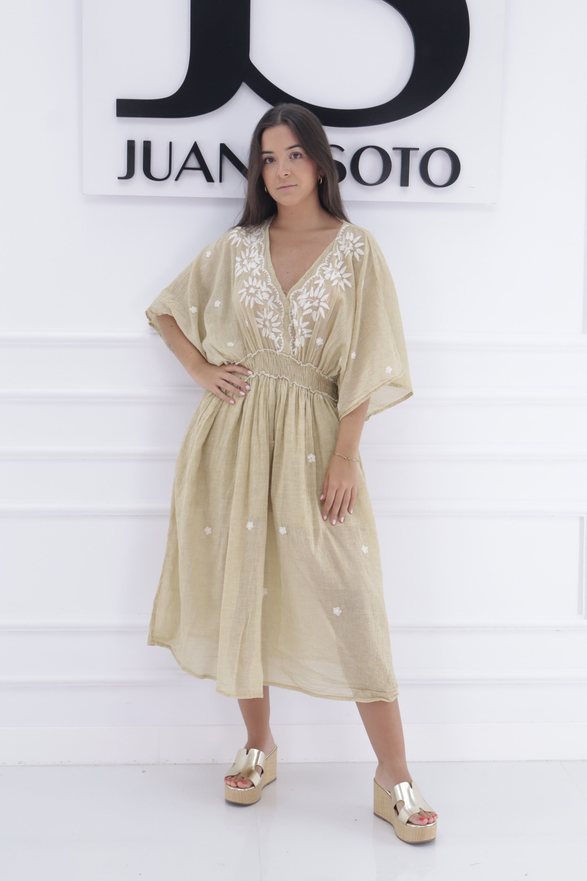 Vestido frunce flores PG-1754