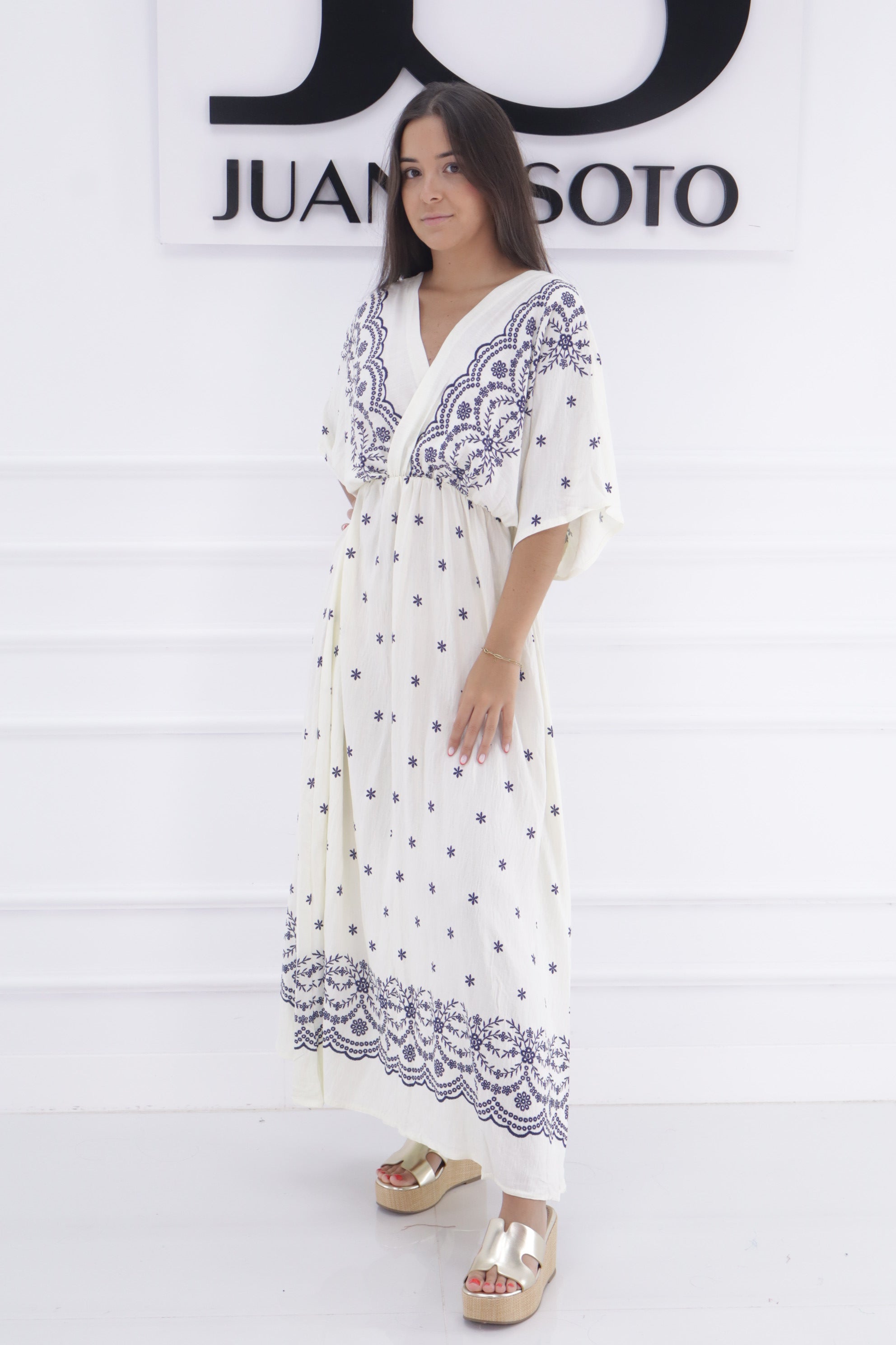 Vestido manga corta margaritas CY445