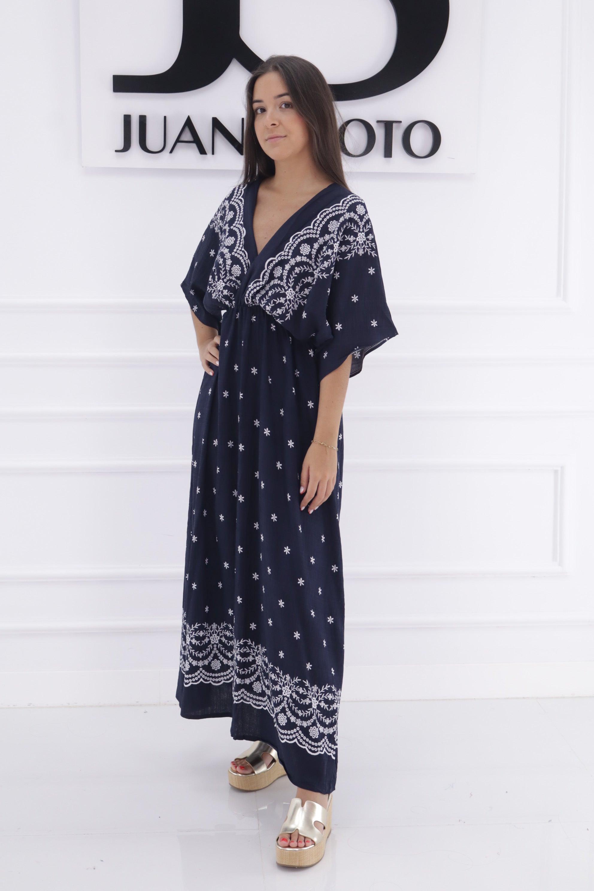Vestido manga corta margaritas CY445