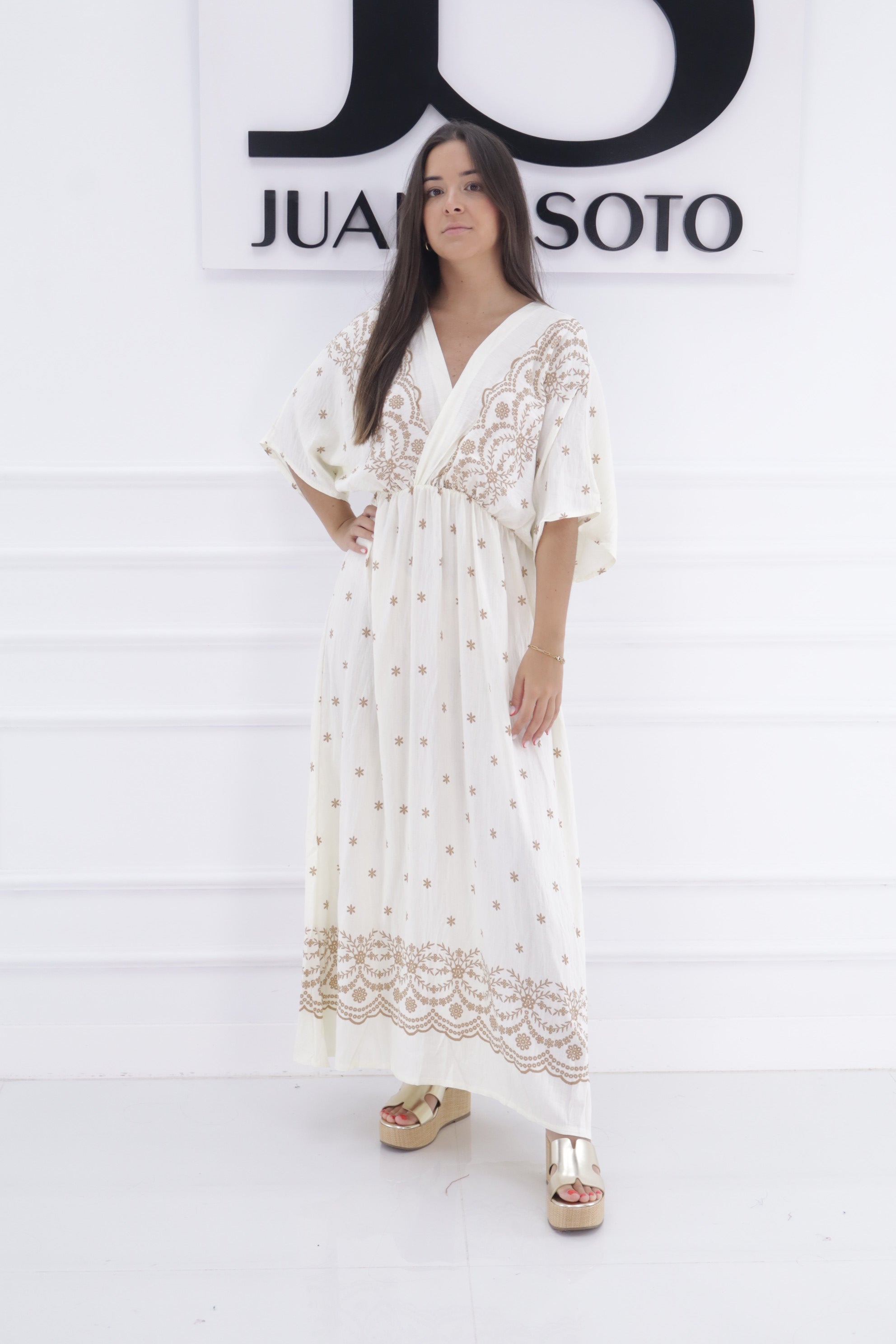 Vestido manga corta margaritas CY445