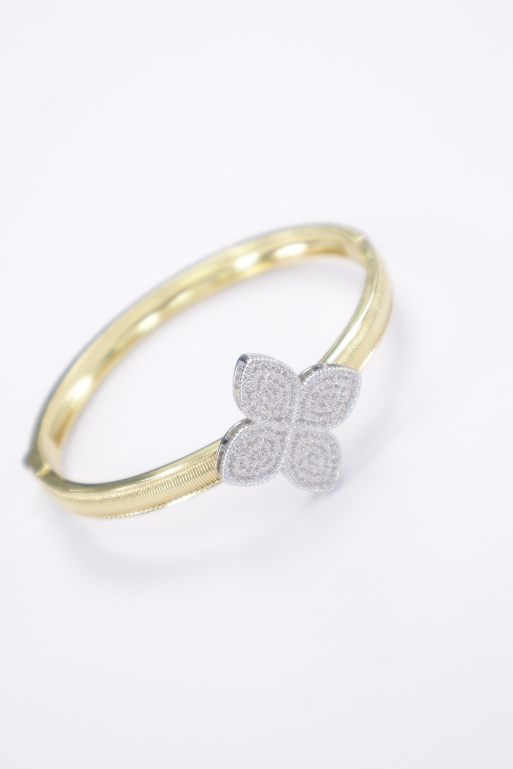 Pulsera rígida flor brillos